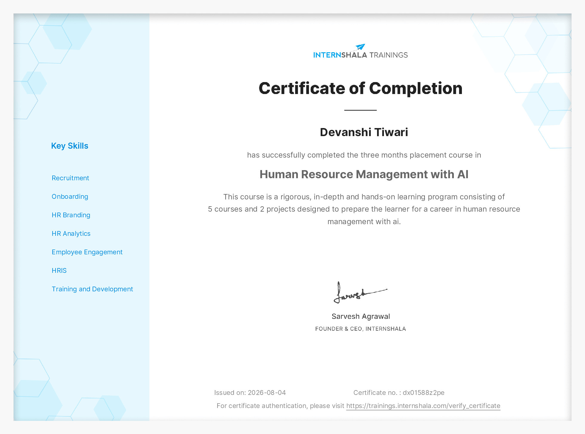 Certificate of completion