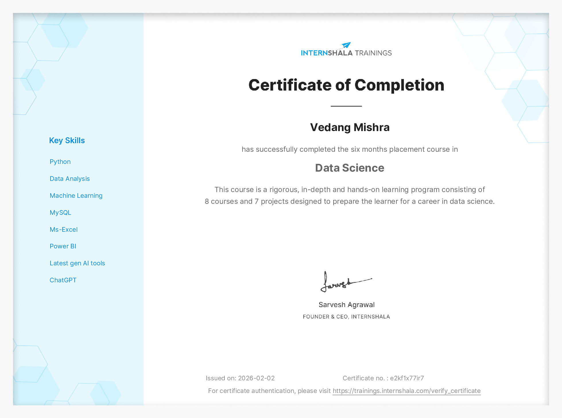 Certificate of completion