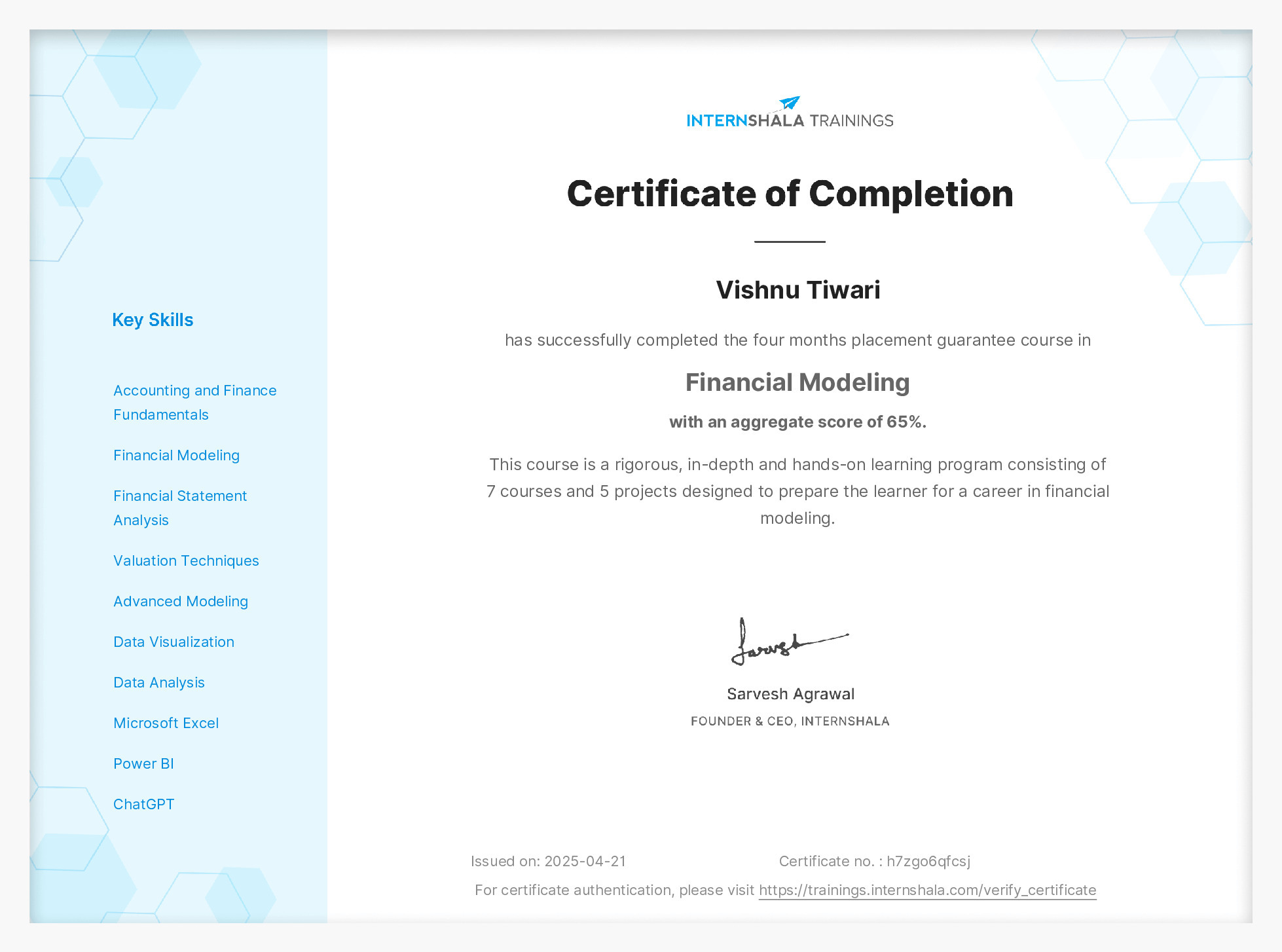 Certificate of completion