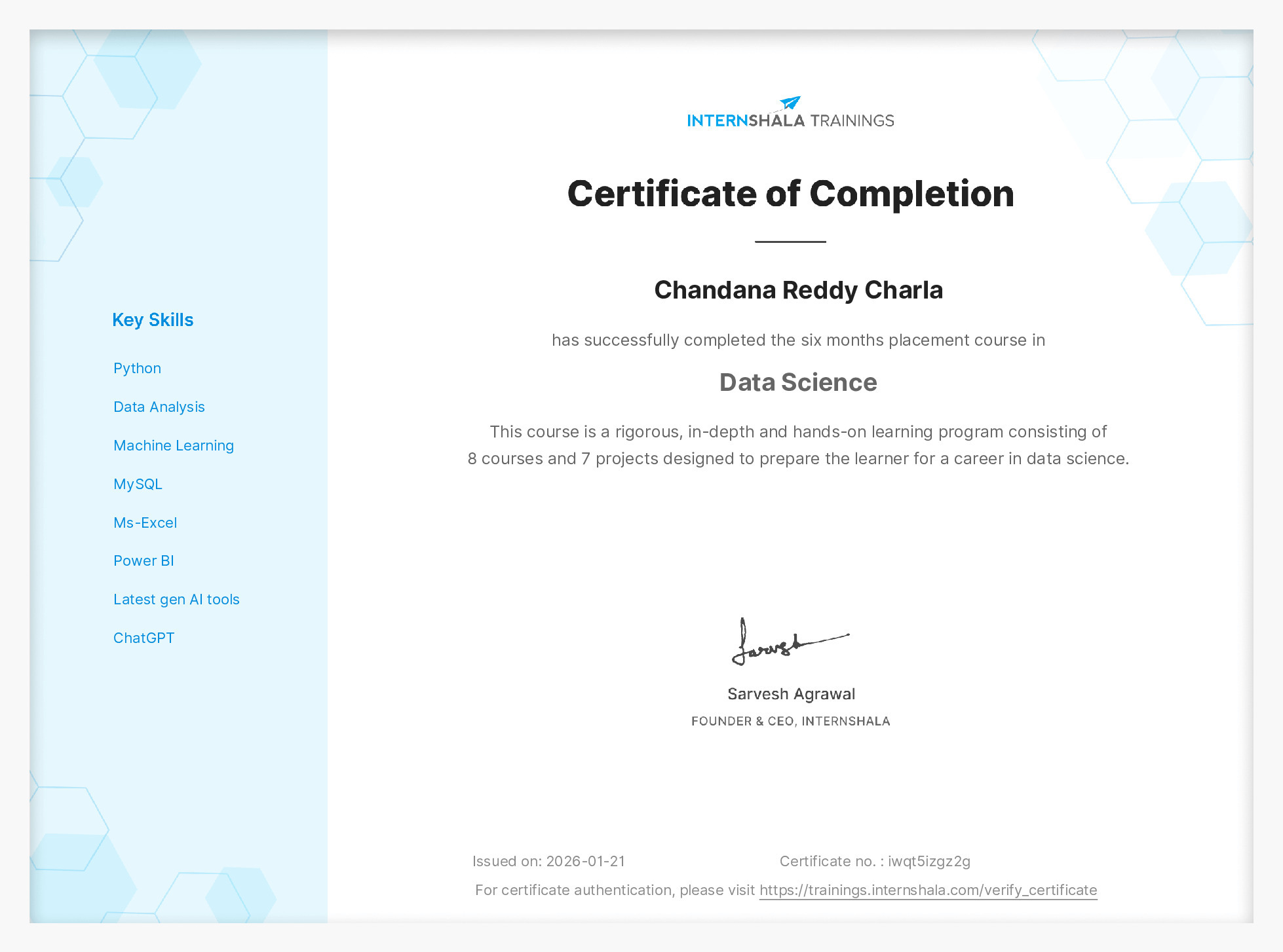 Certificate of completion