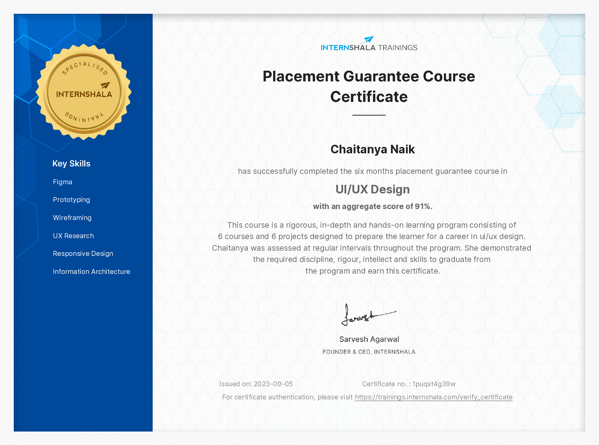 Certificate of completion