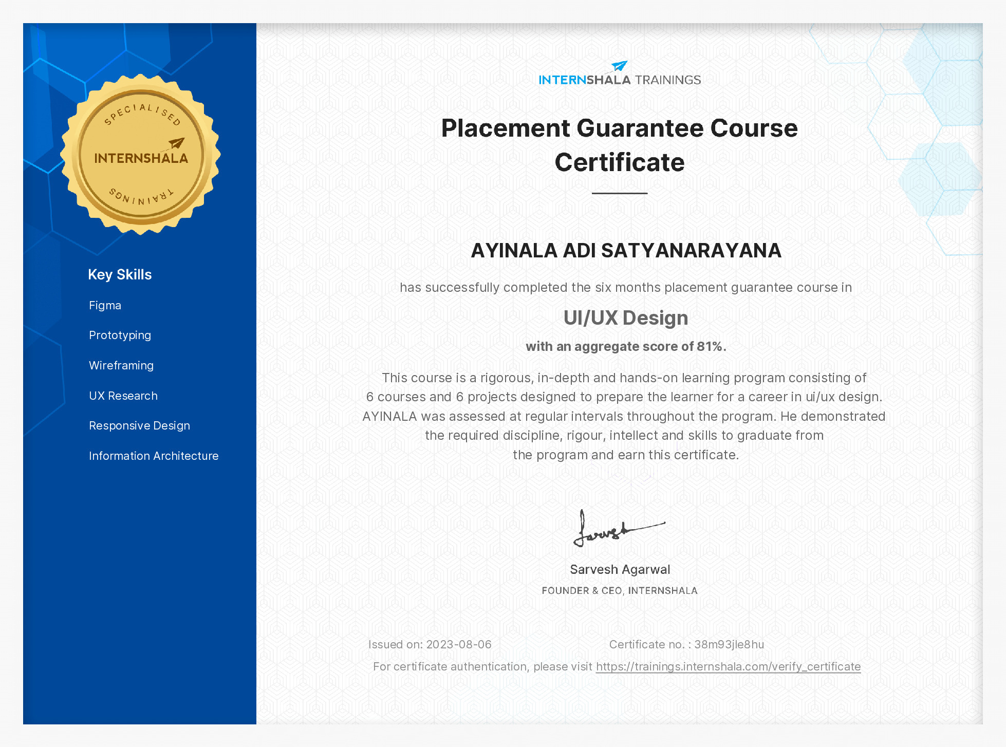 Certificate of completion