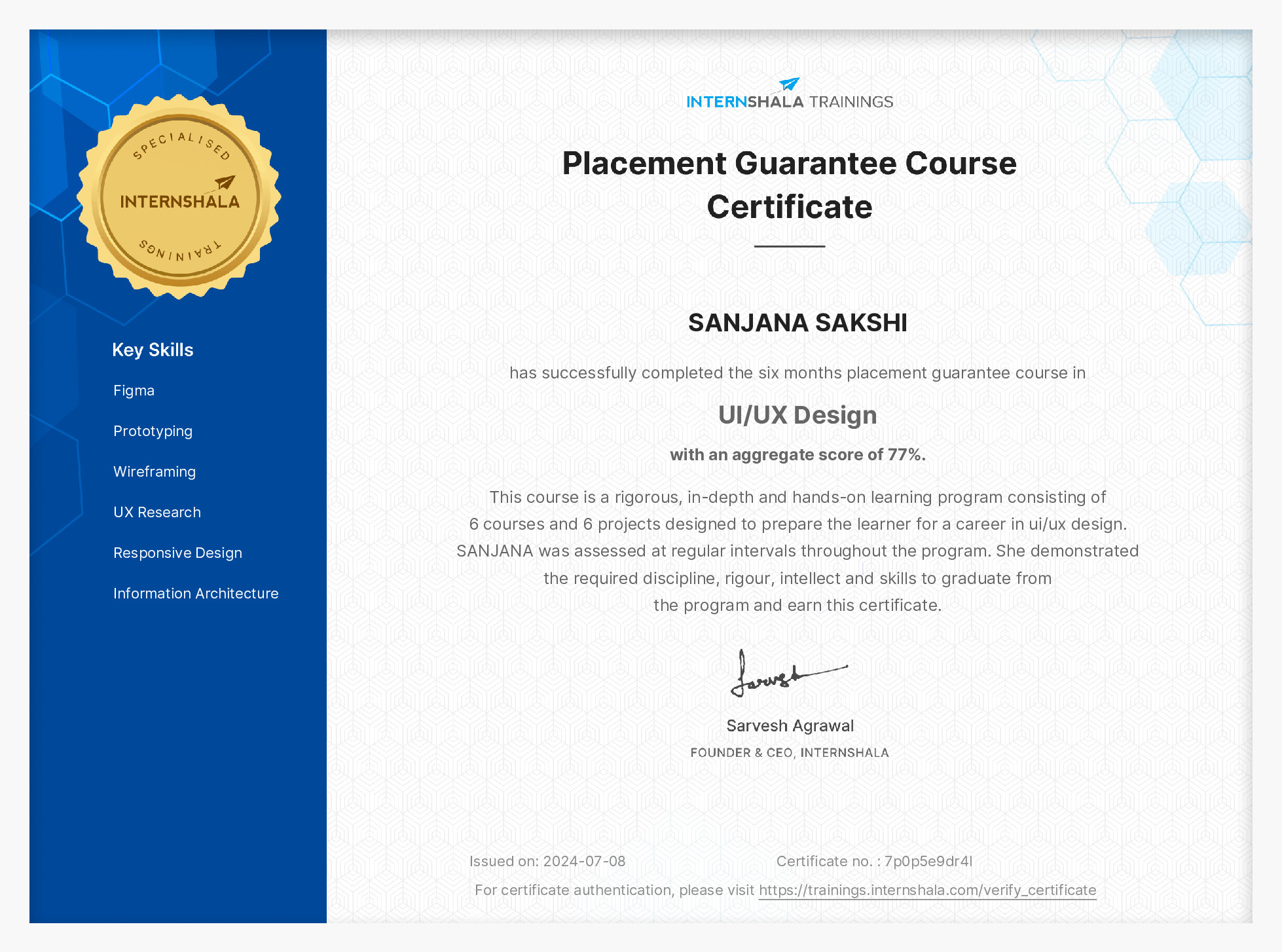 Certificate of completion
