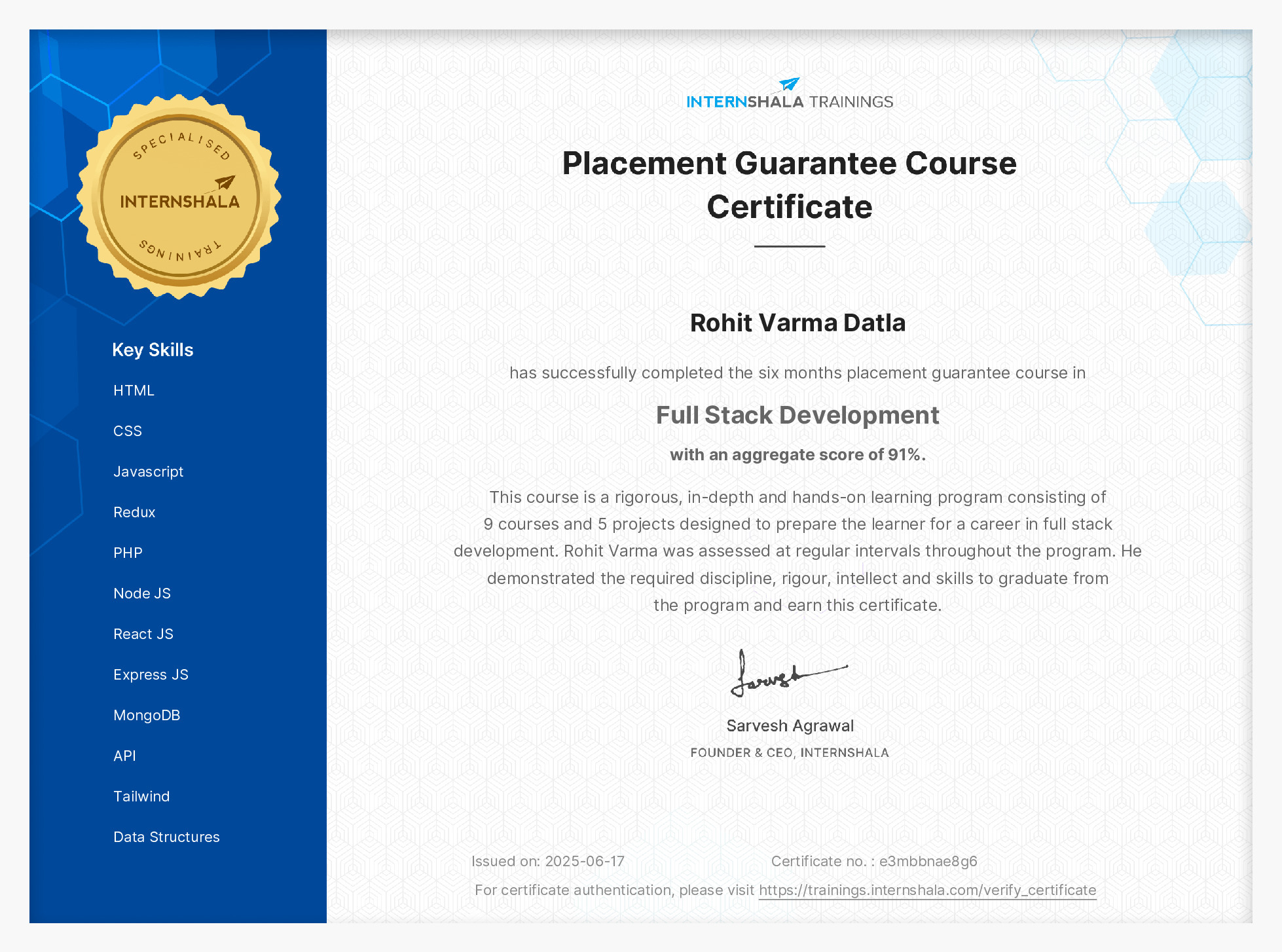 Certificate of completion