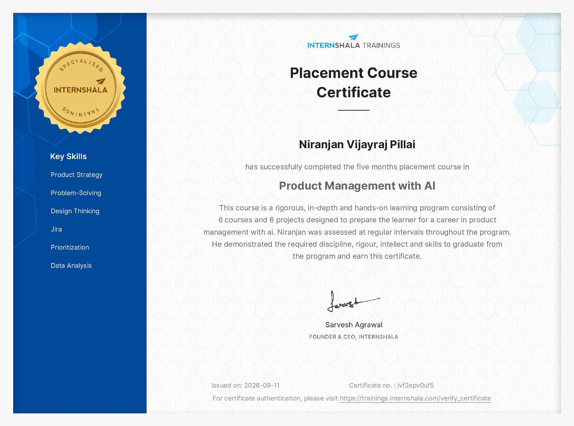 Certificate of completion