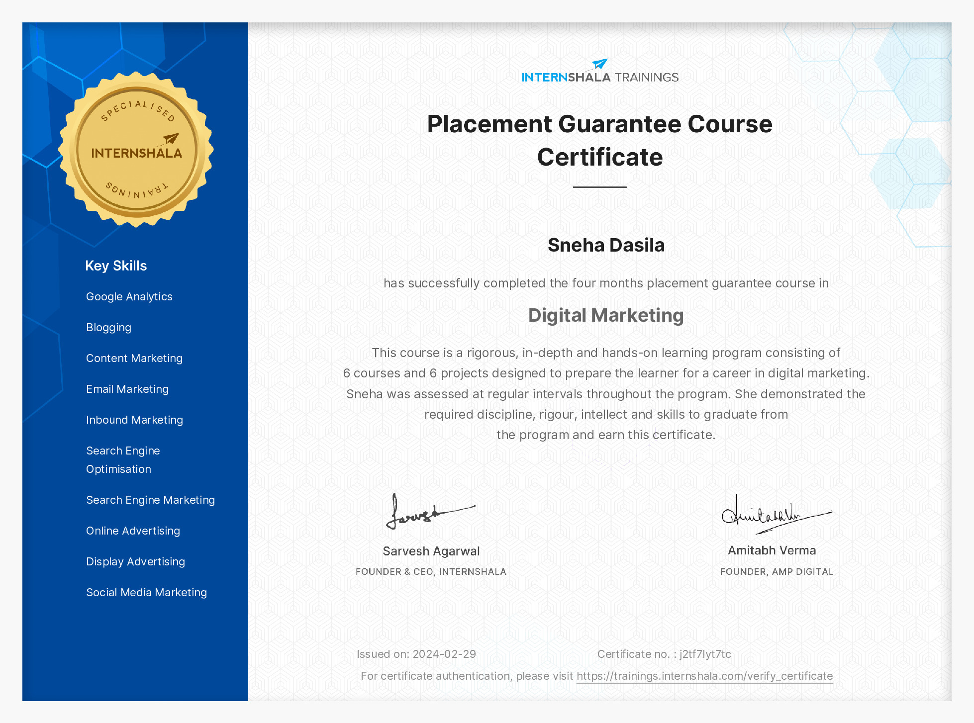 Certificate of completion