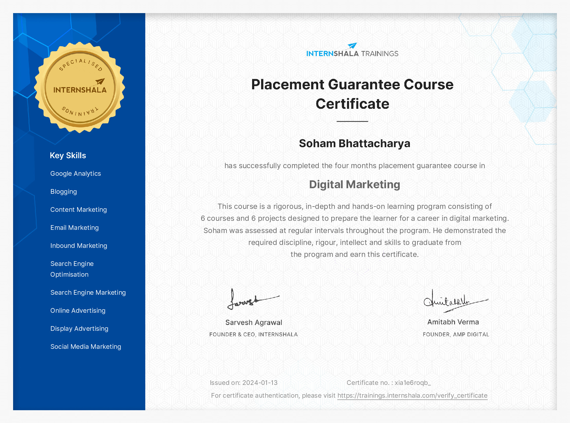 Certificate of completion