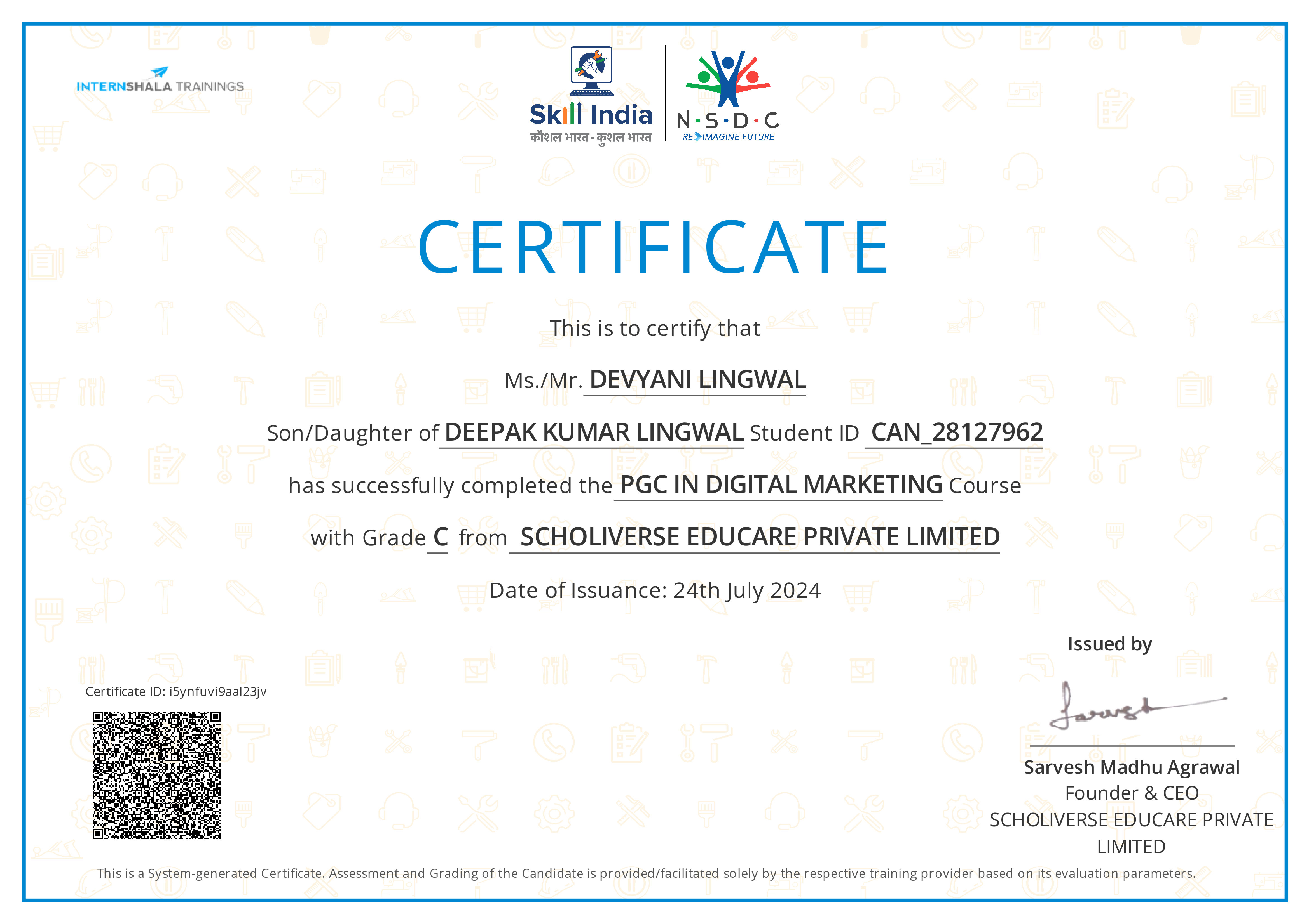 Certificate of completion