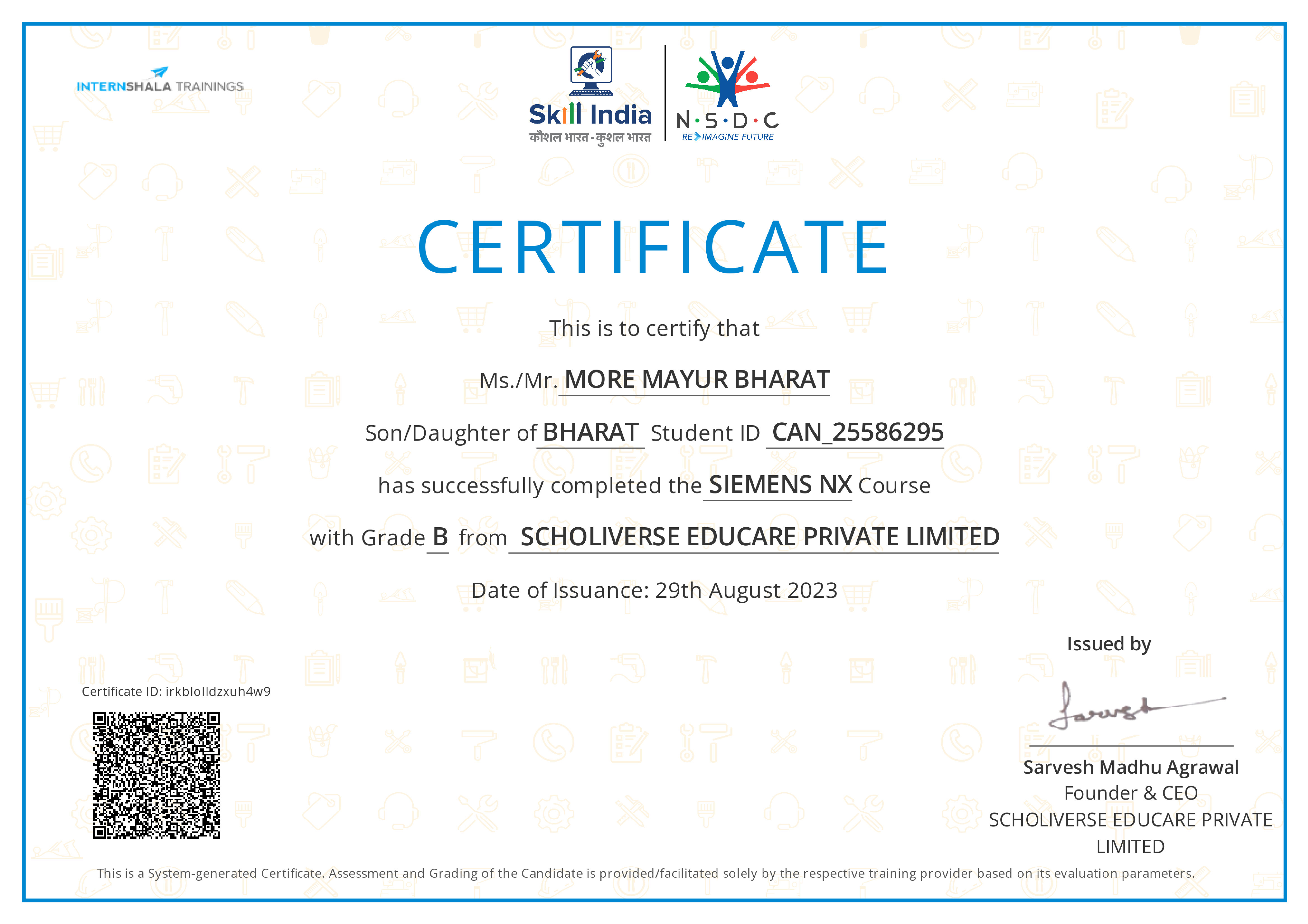 Certificate of completion
