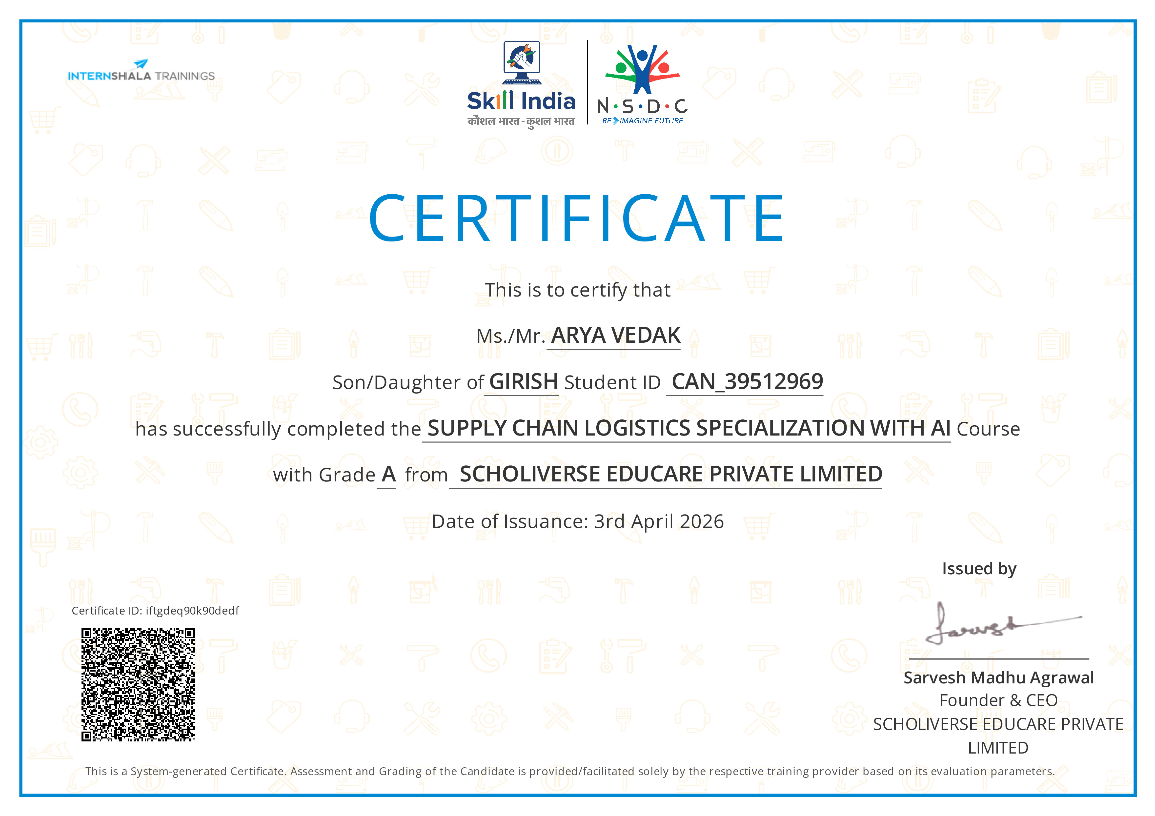 Certificate of completion