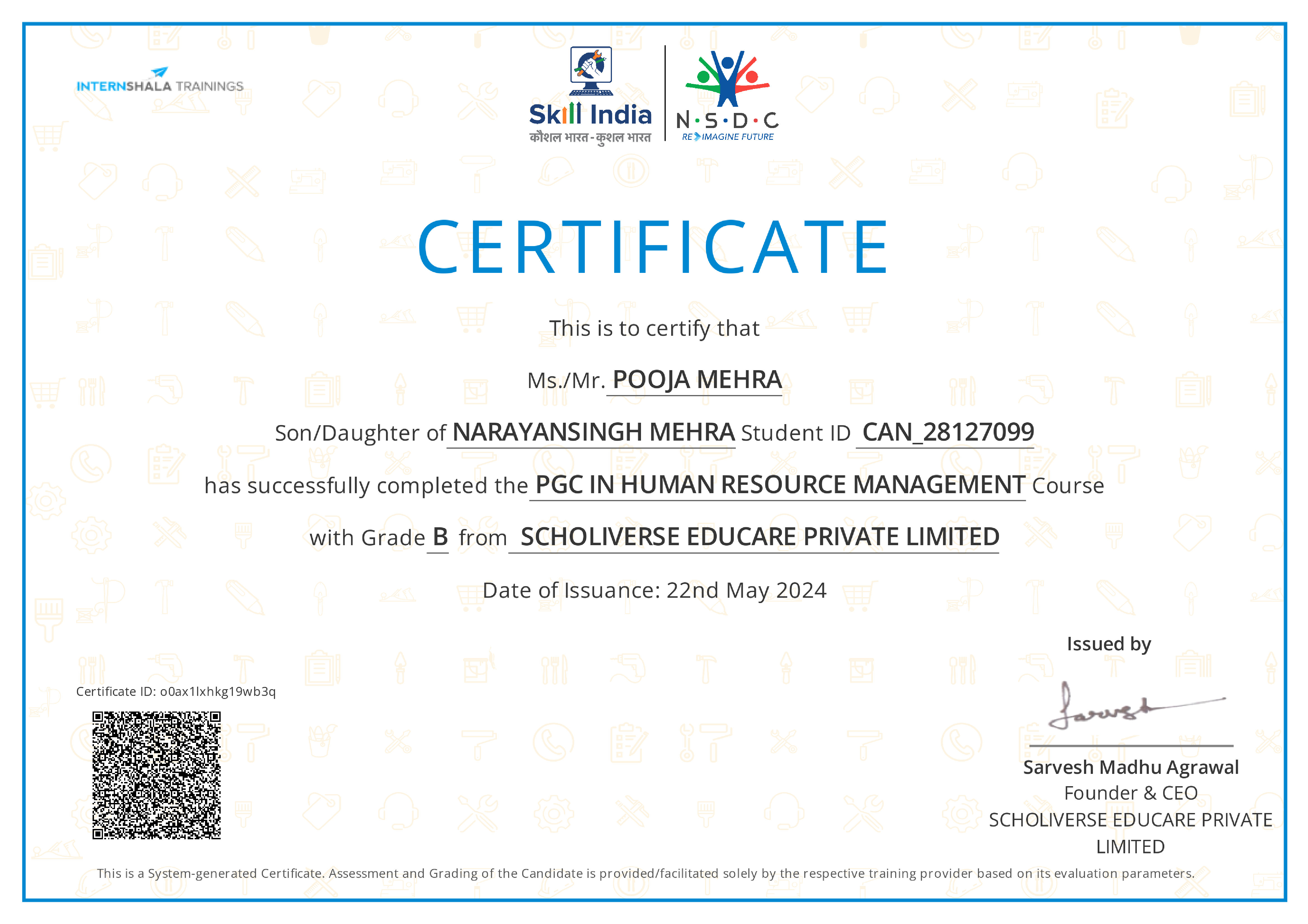 Certificate of completion