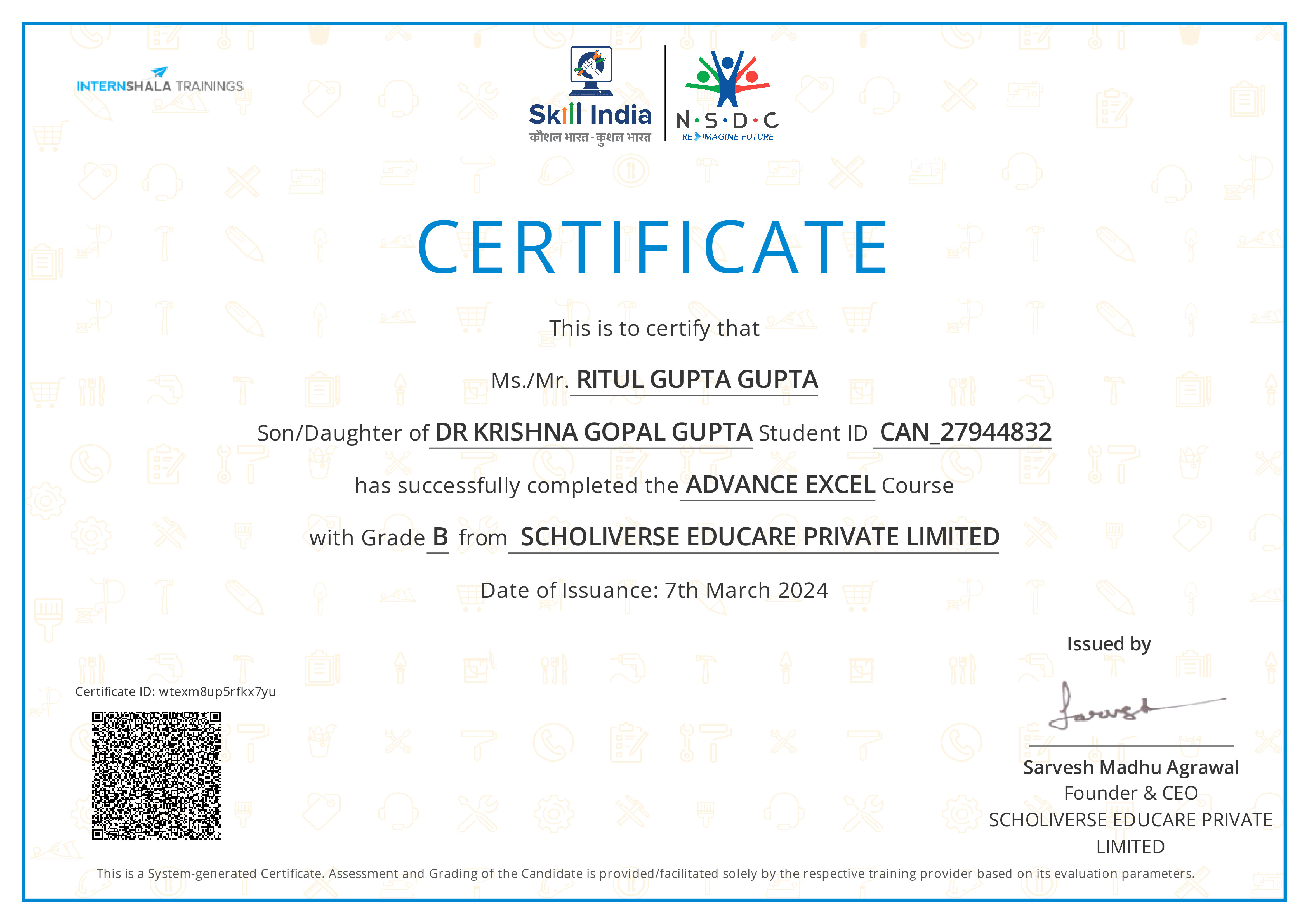 Certificate of completion