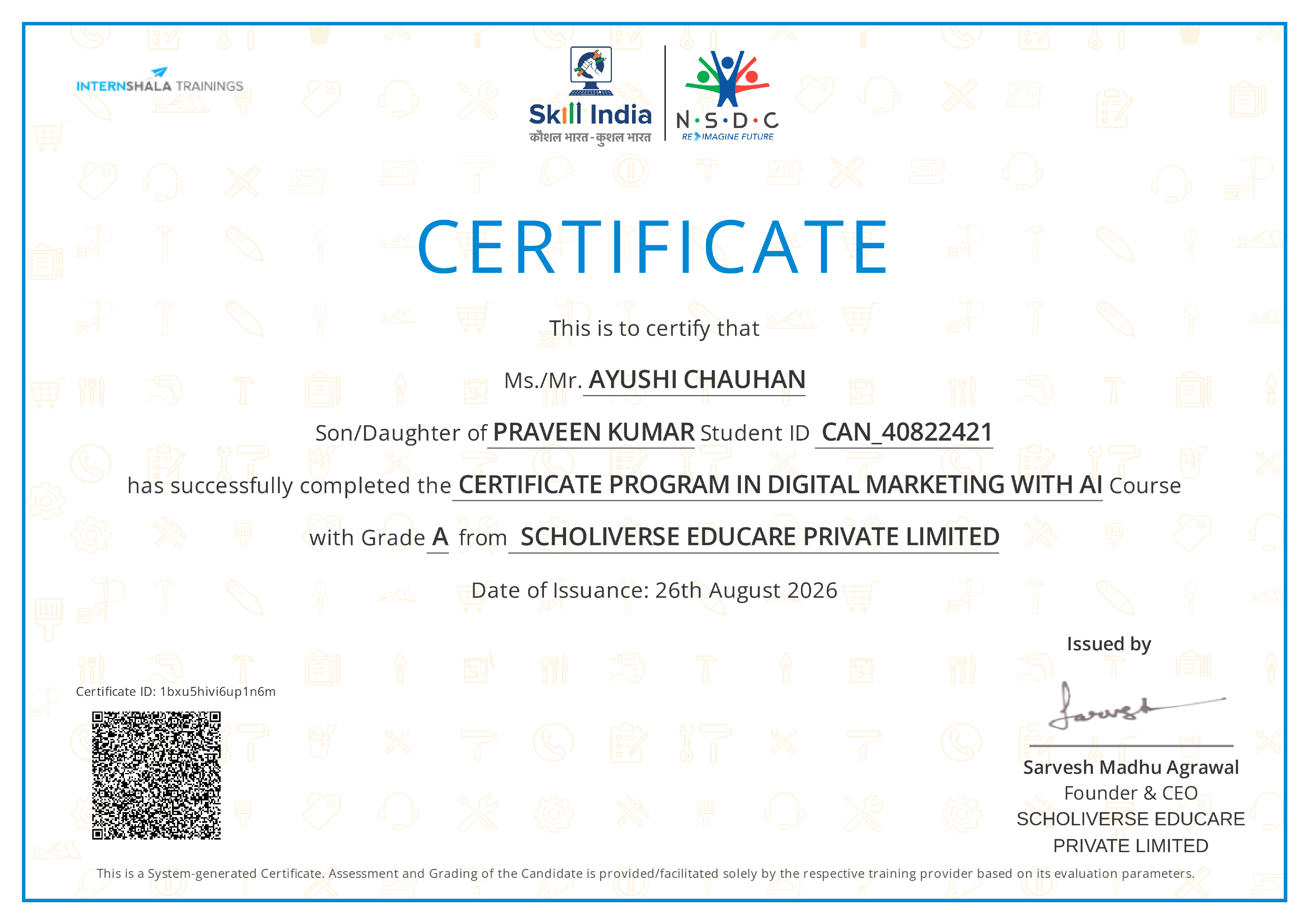 Certificate of completion