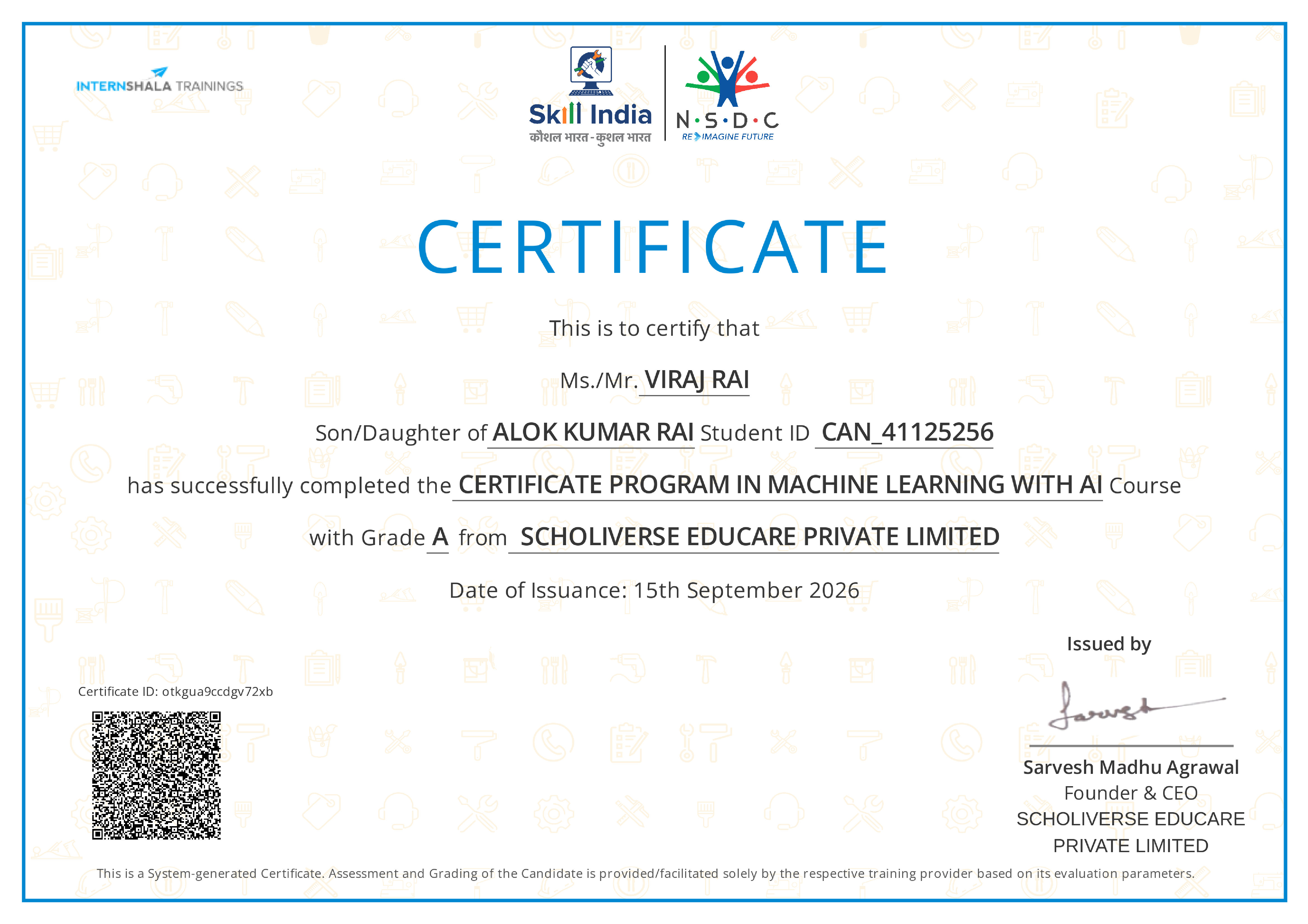 Certificate of completion