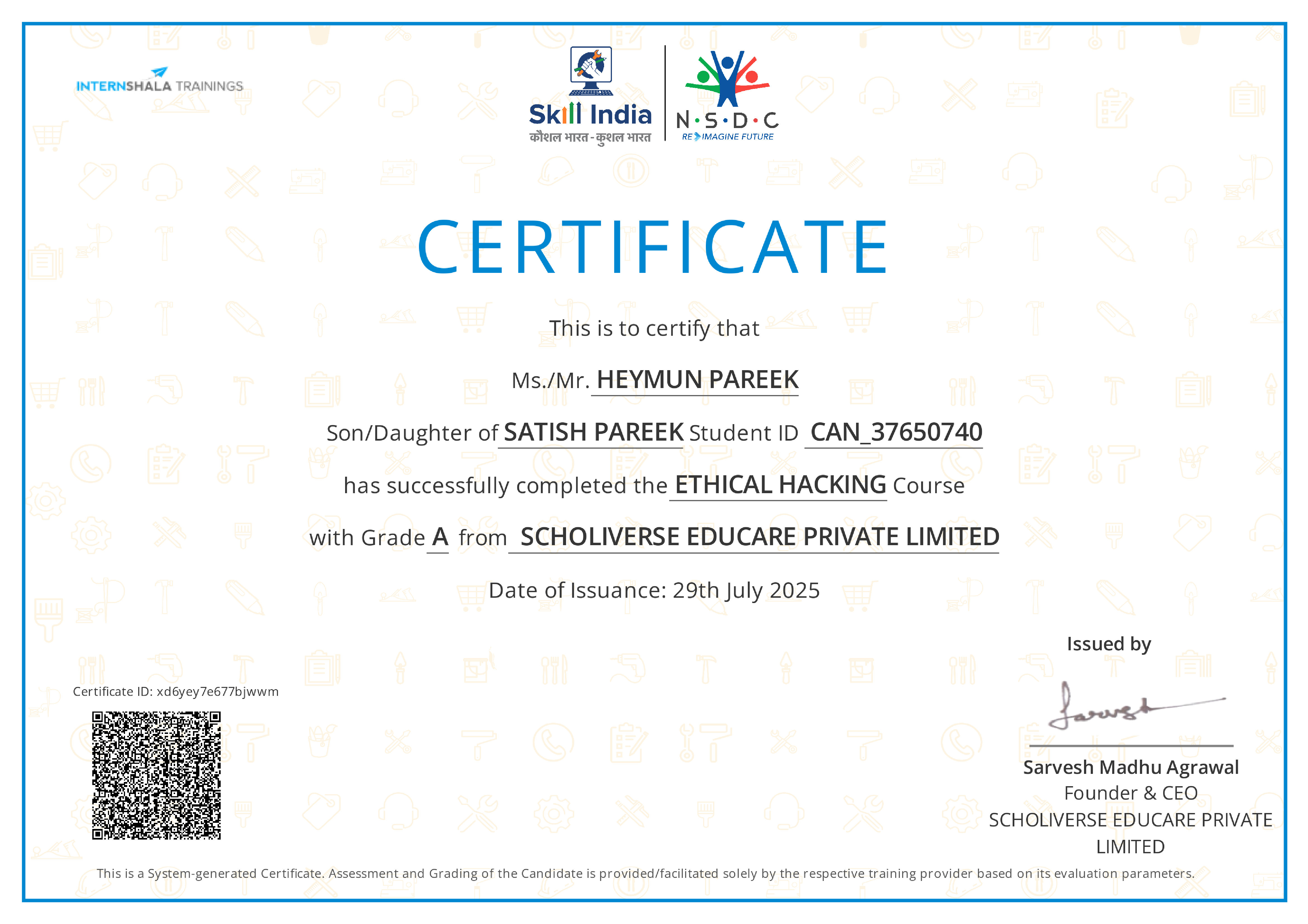 Certificate of completion