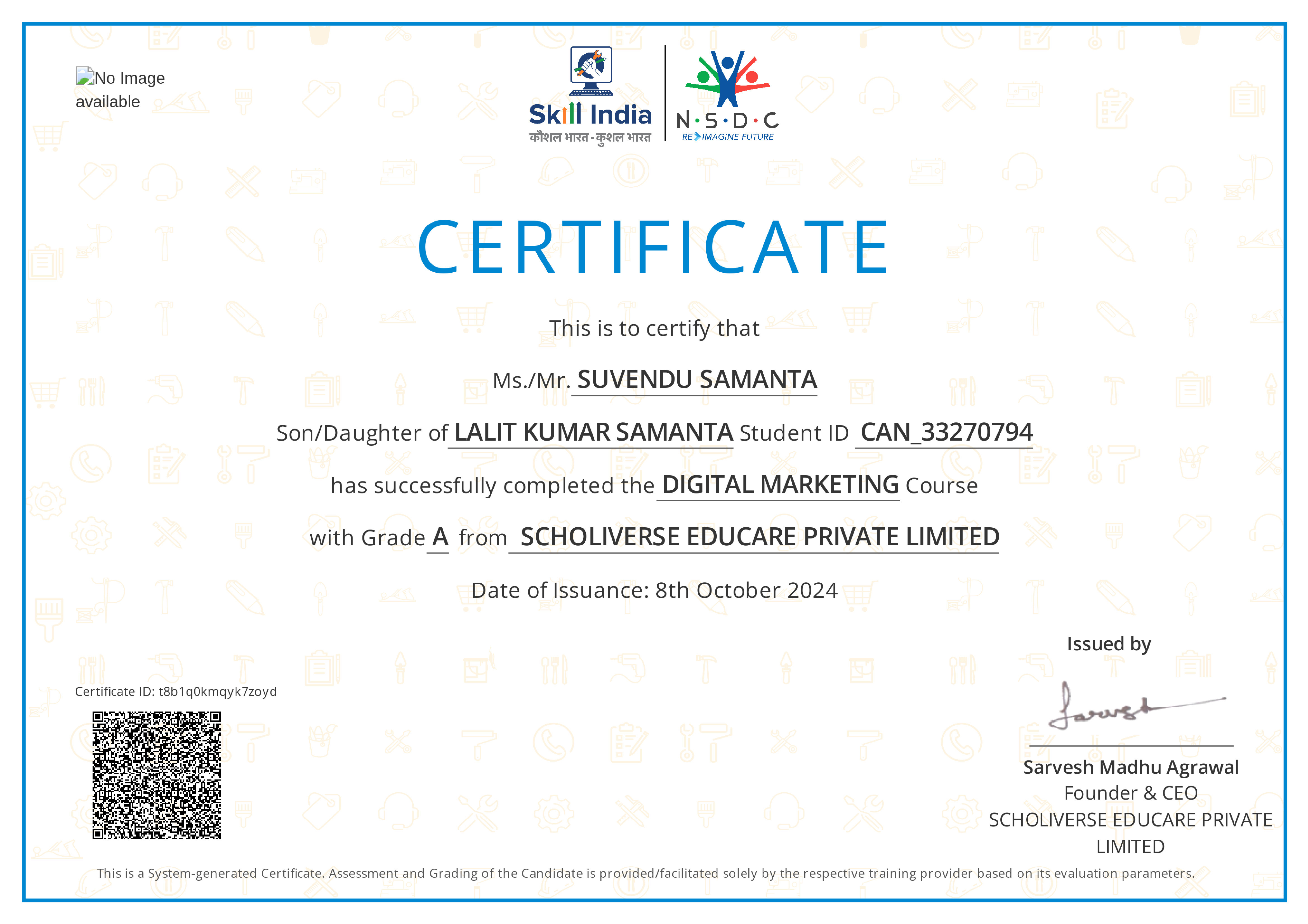 Certificate of completion