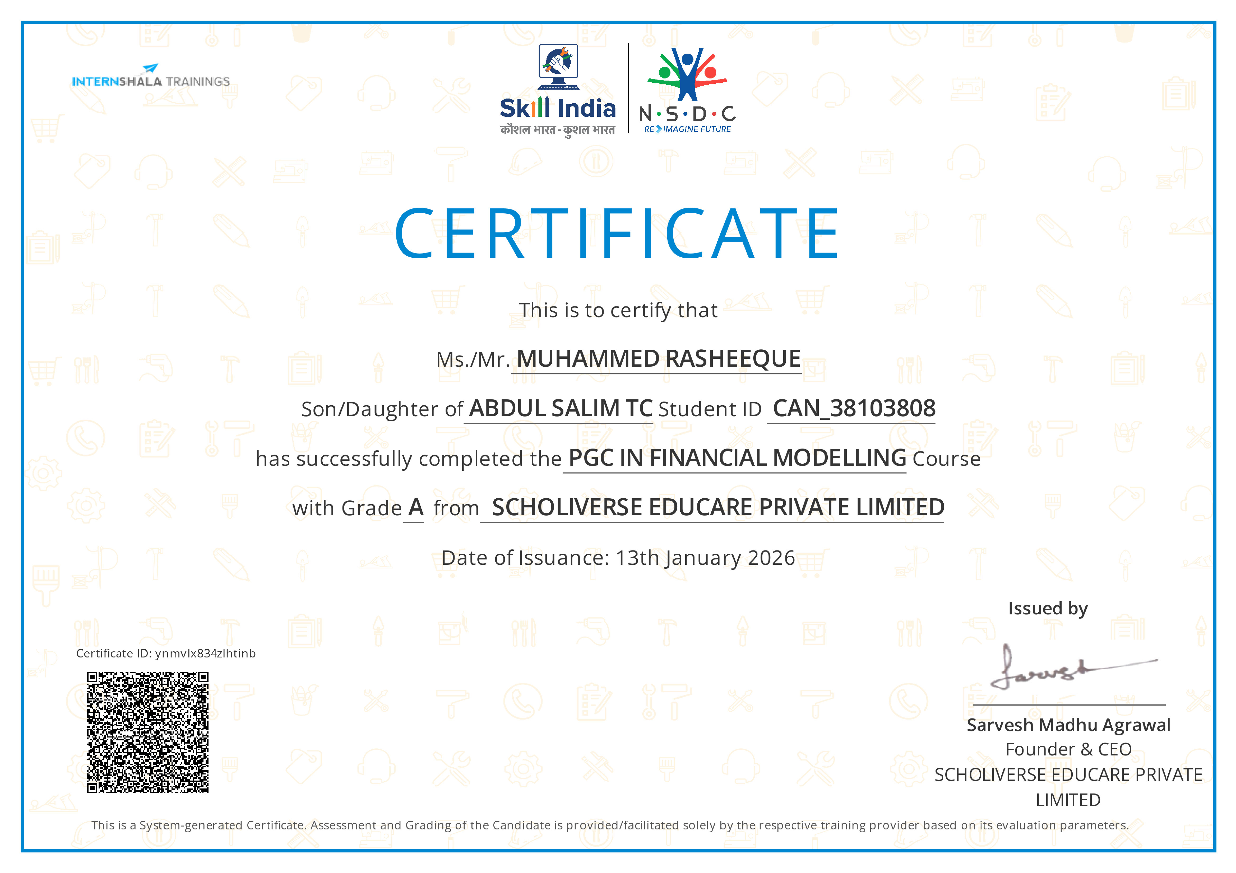 Certificate of completion
