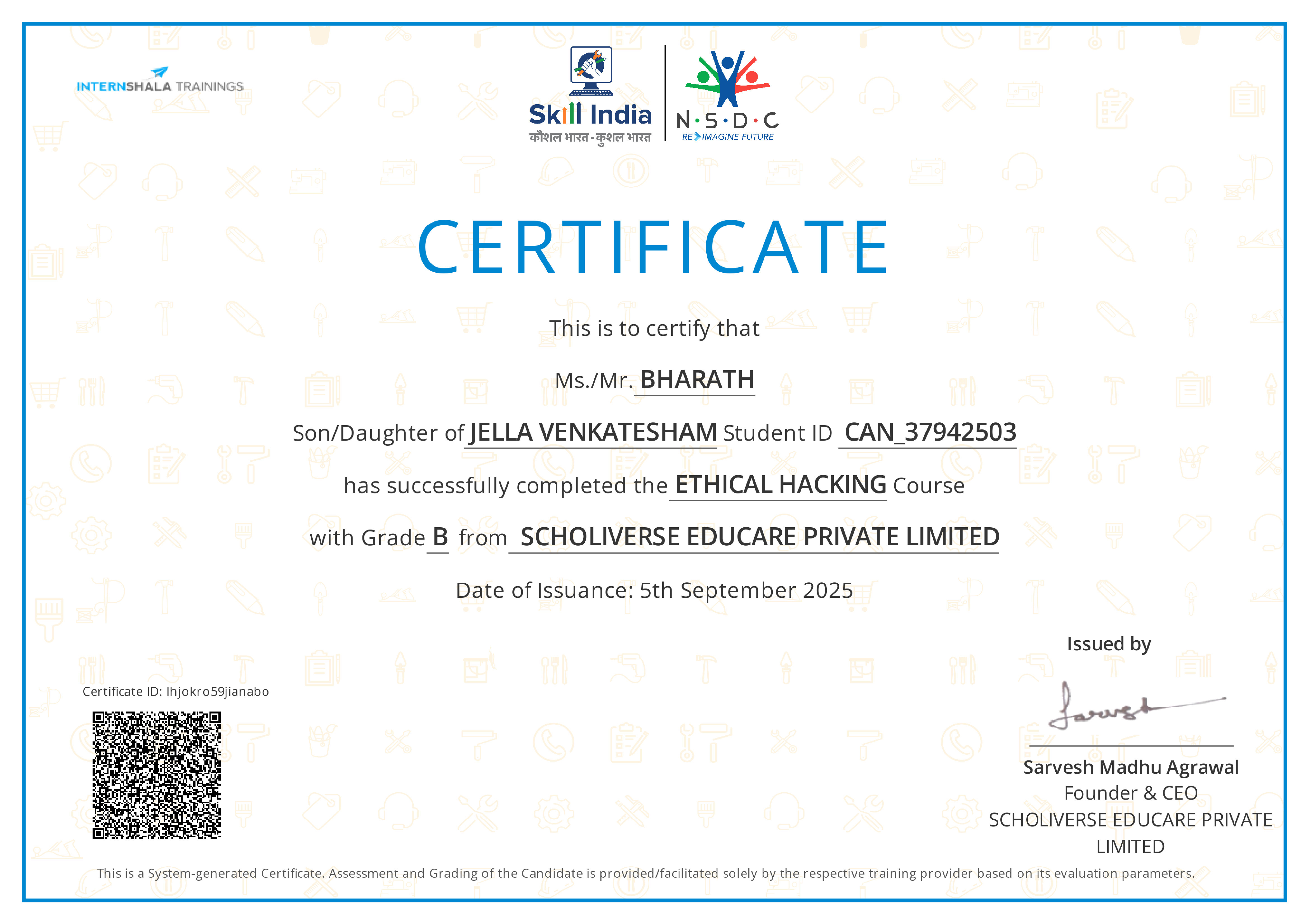 Certificate of completion