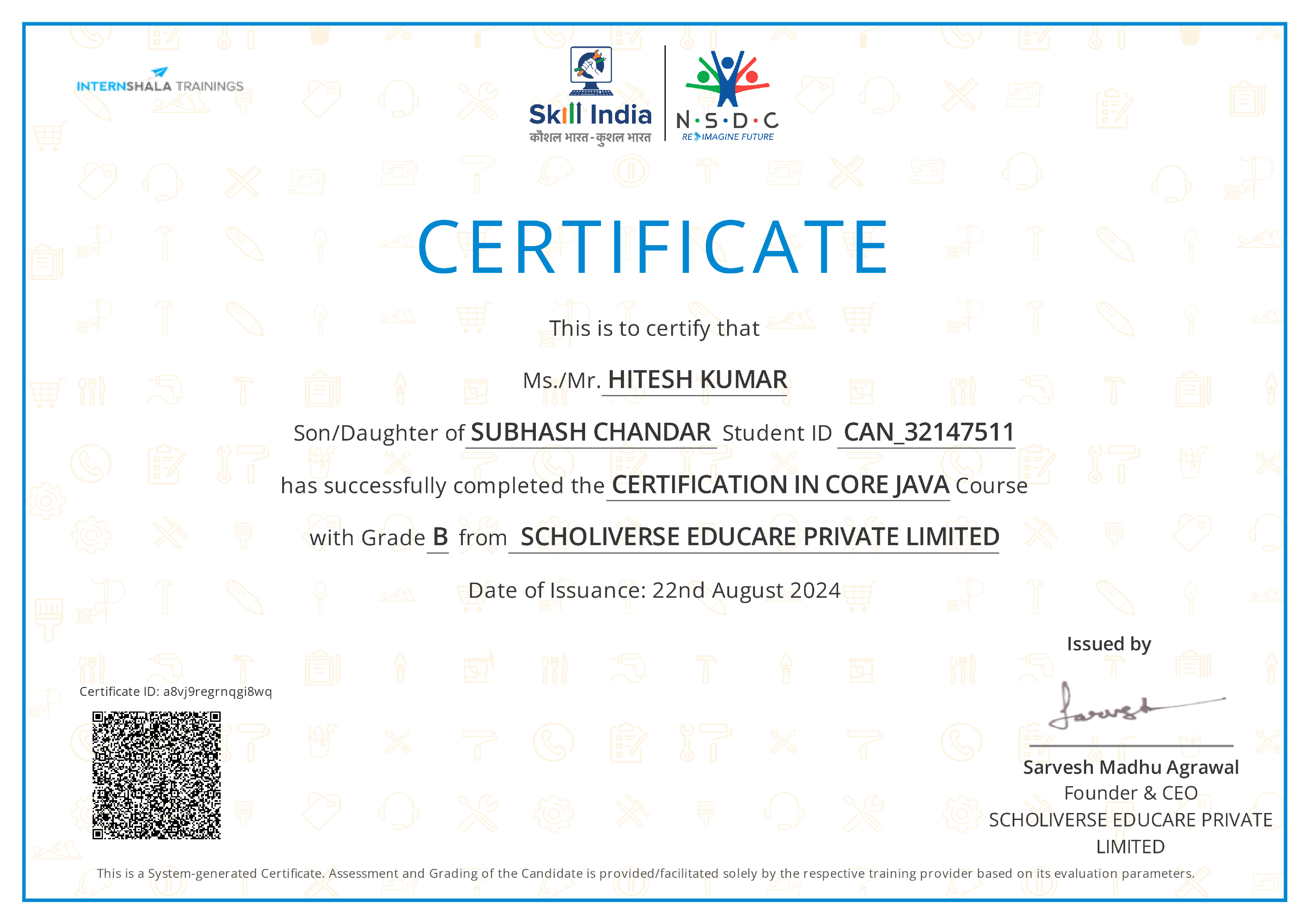 Certificate of completion