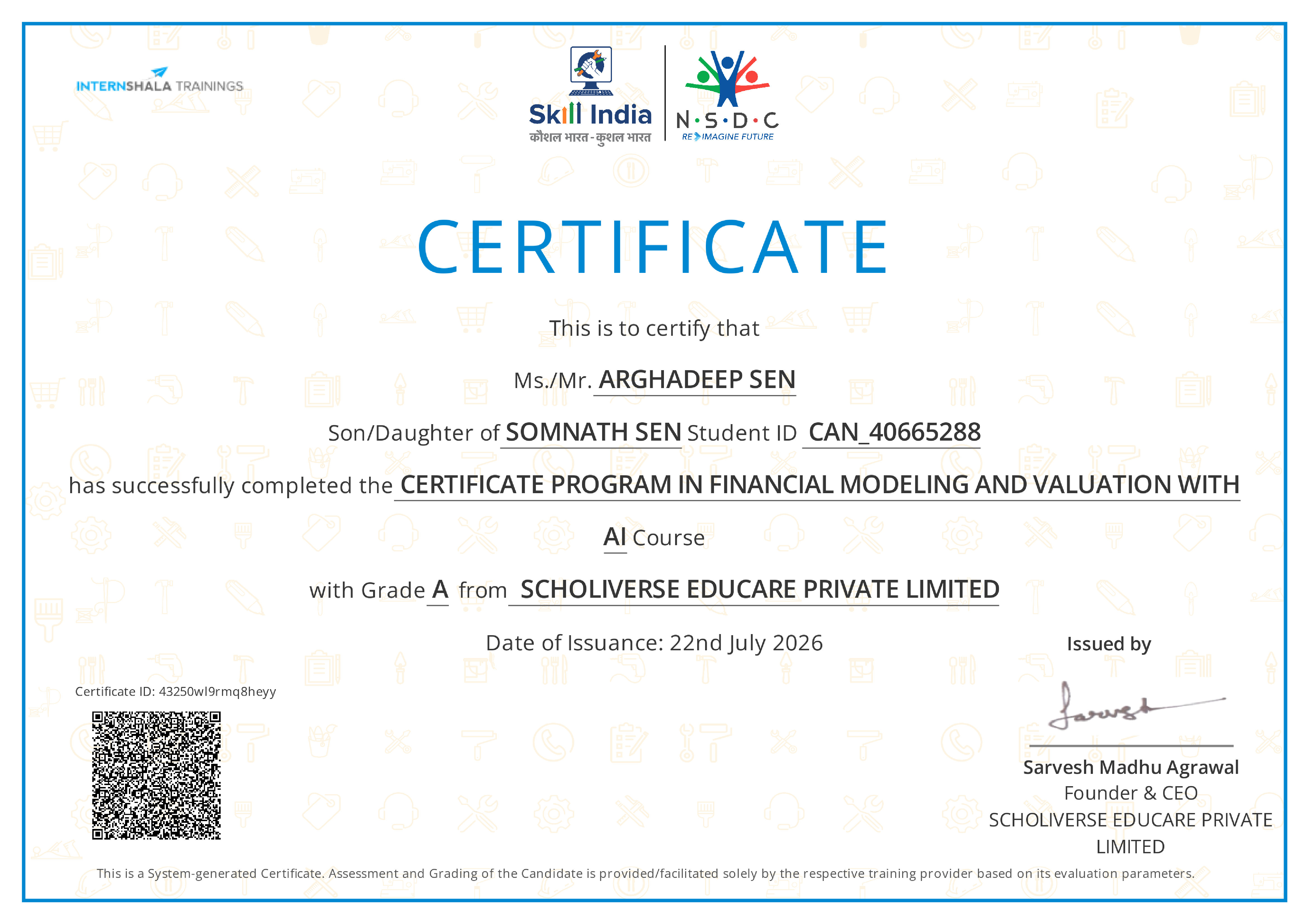 Certificate of completion