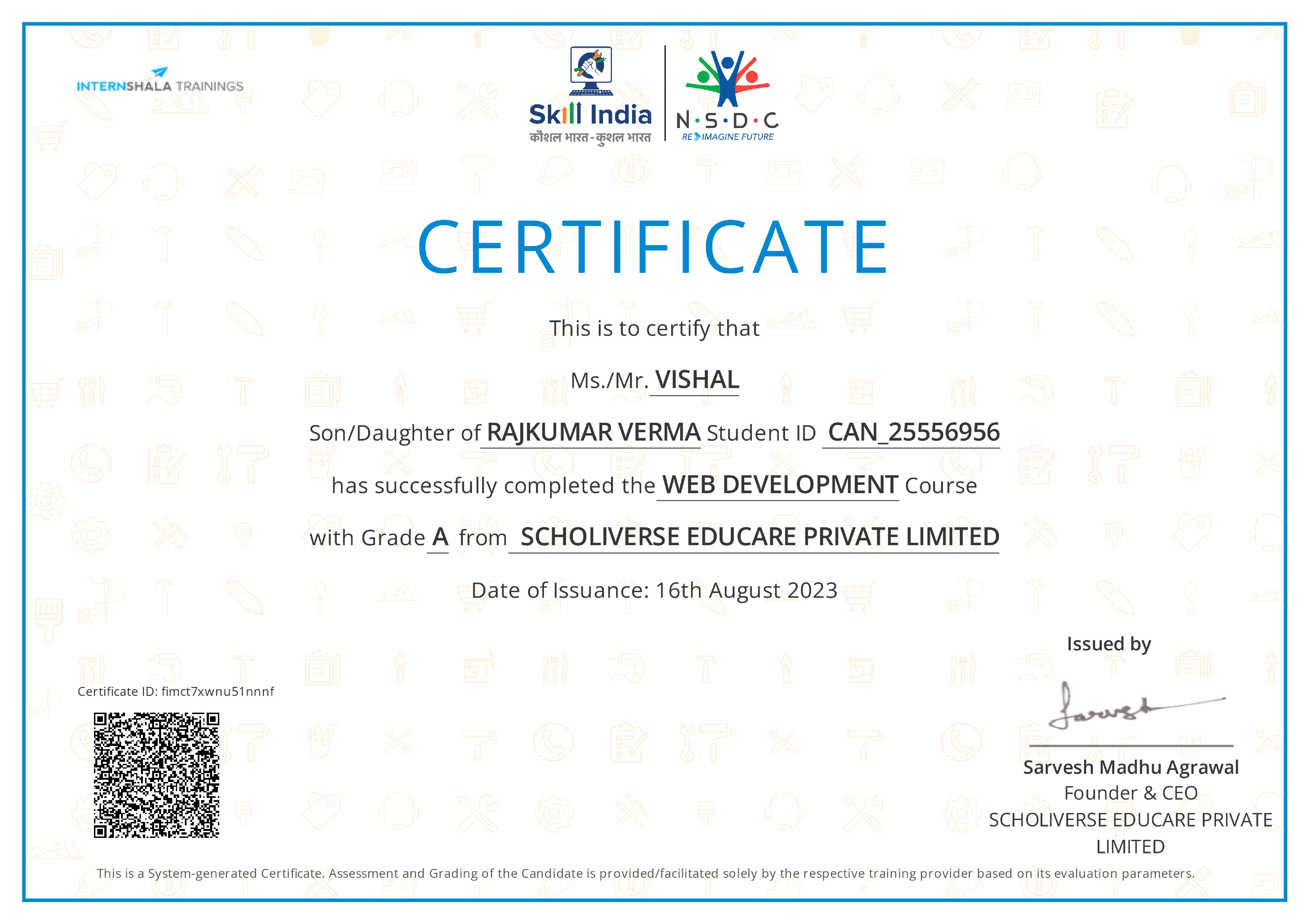 Certificate of completion