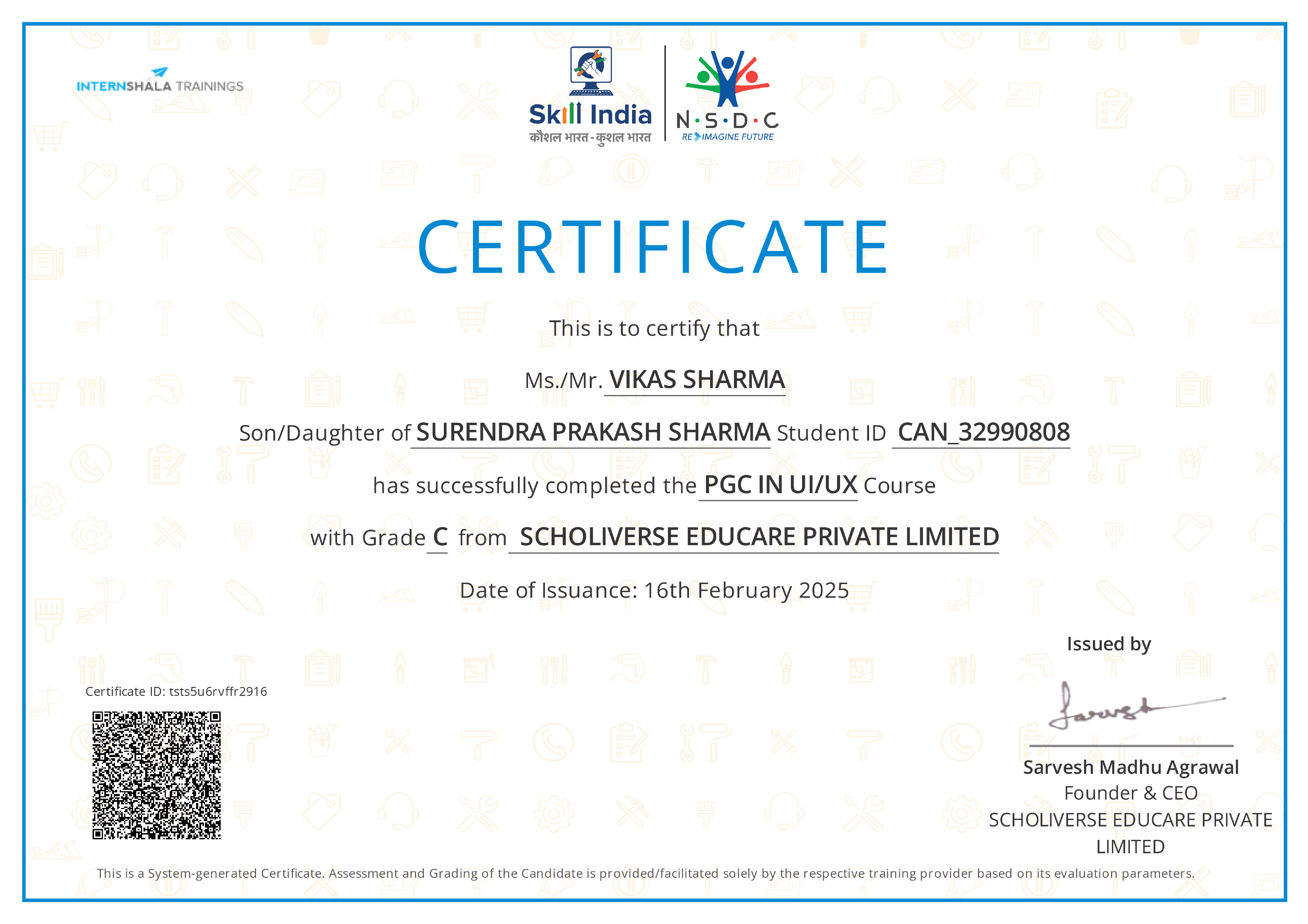 Certificate of completion