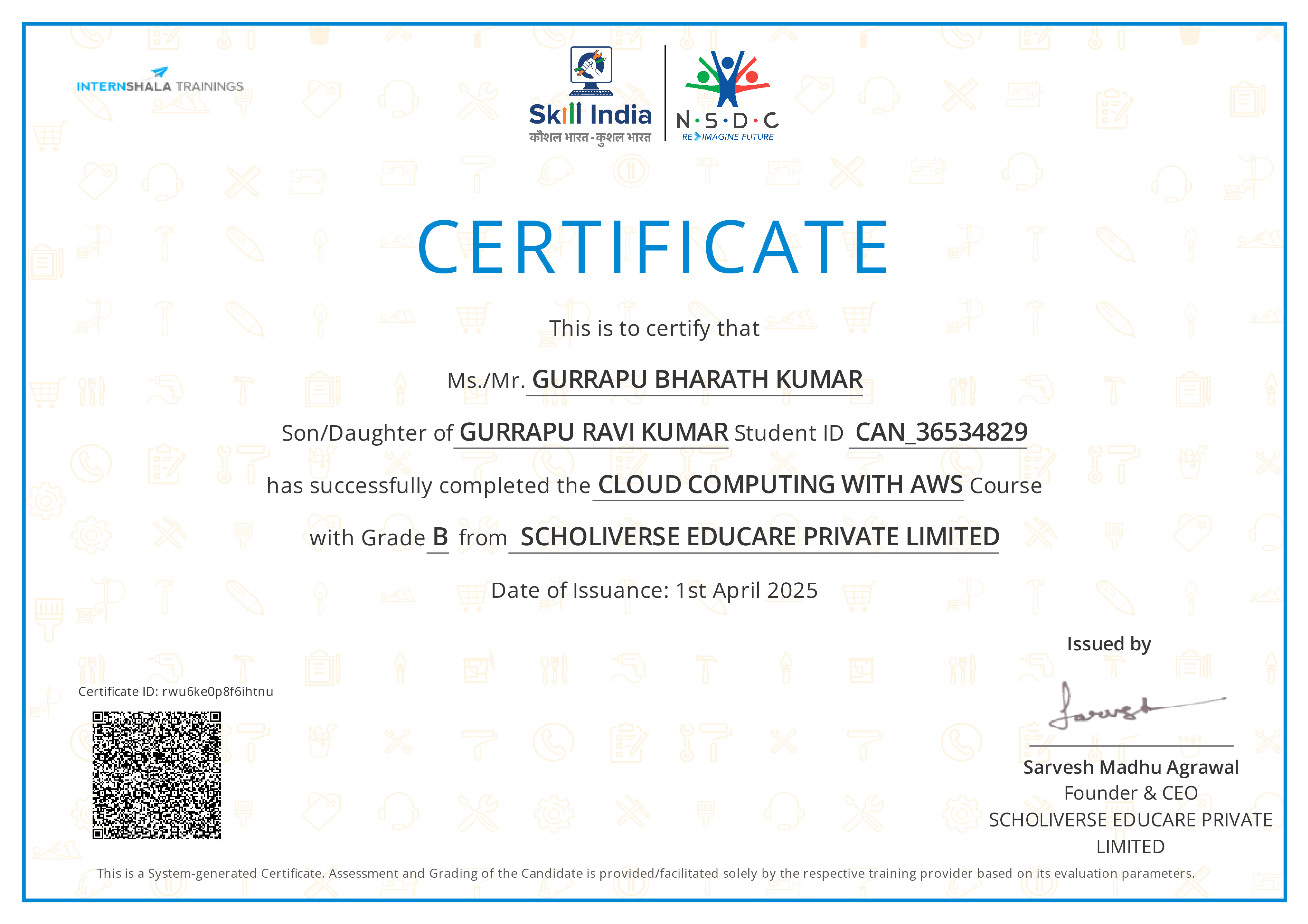 Certificate of completion