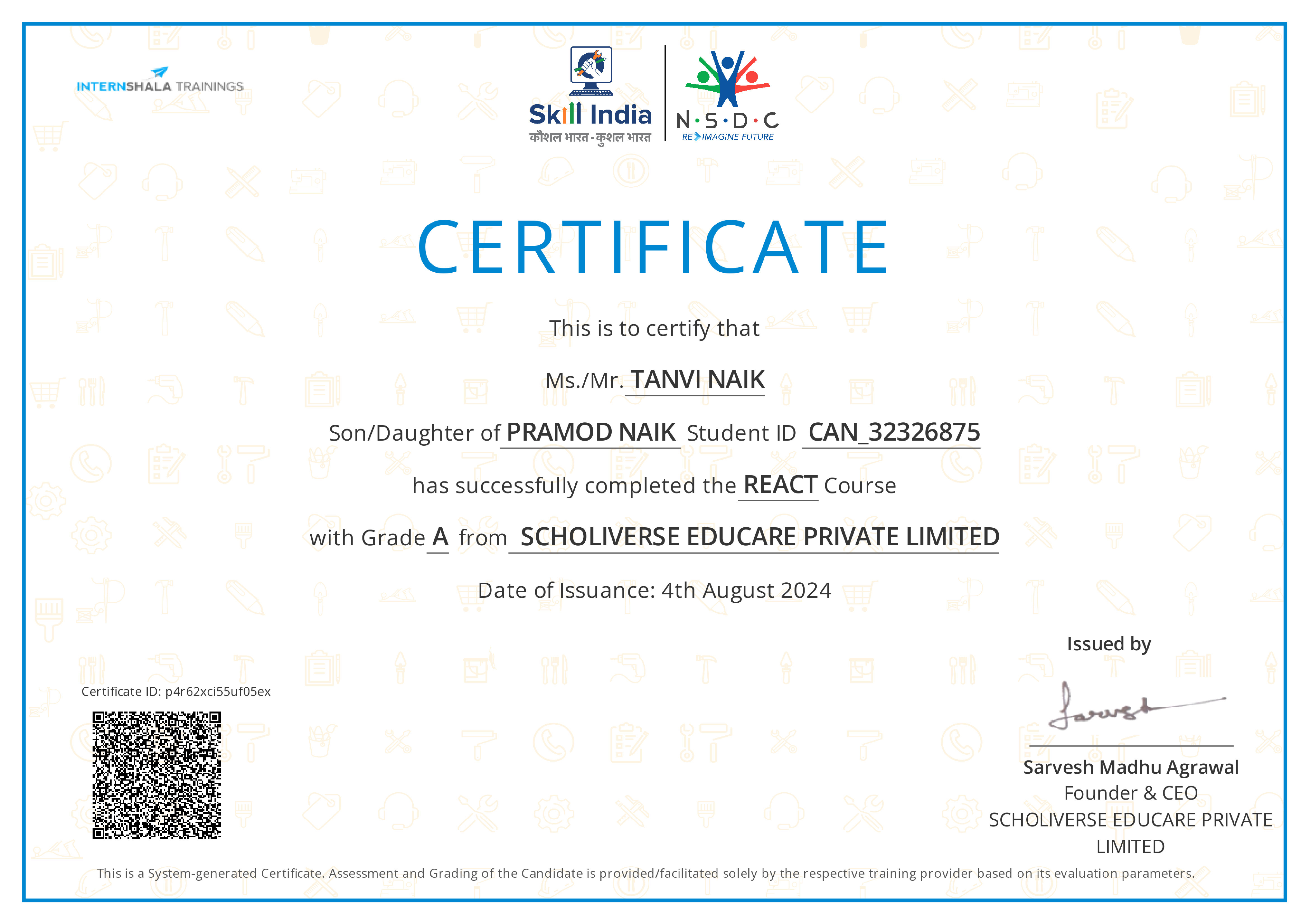 Certificate of completion