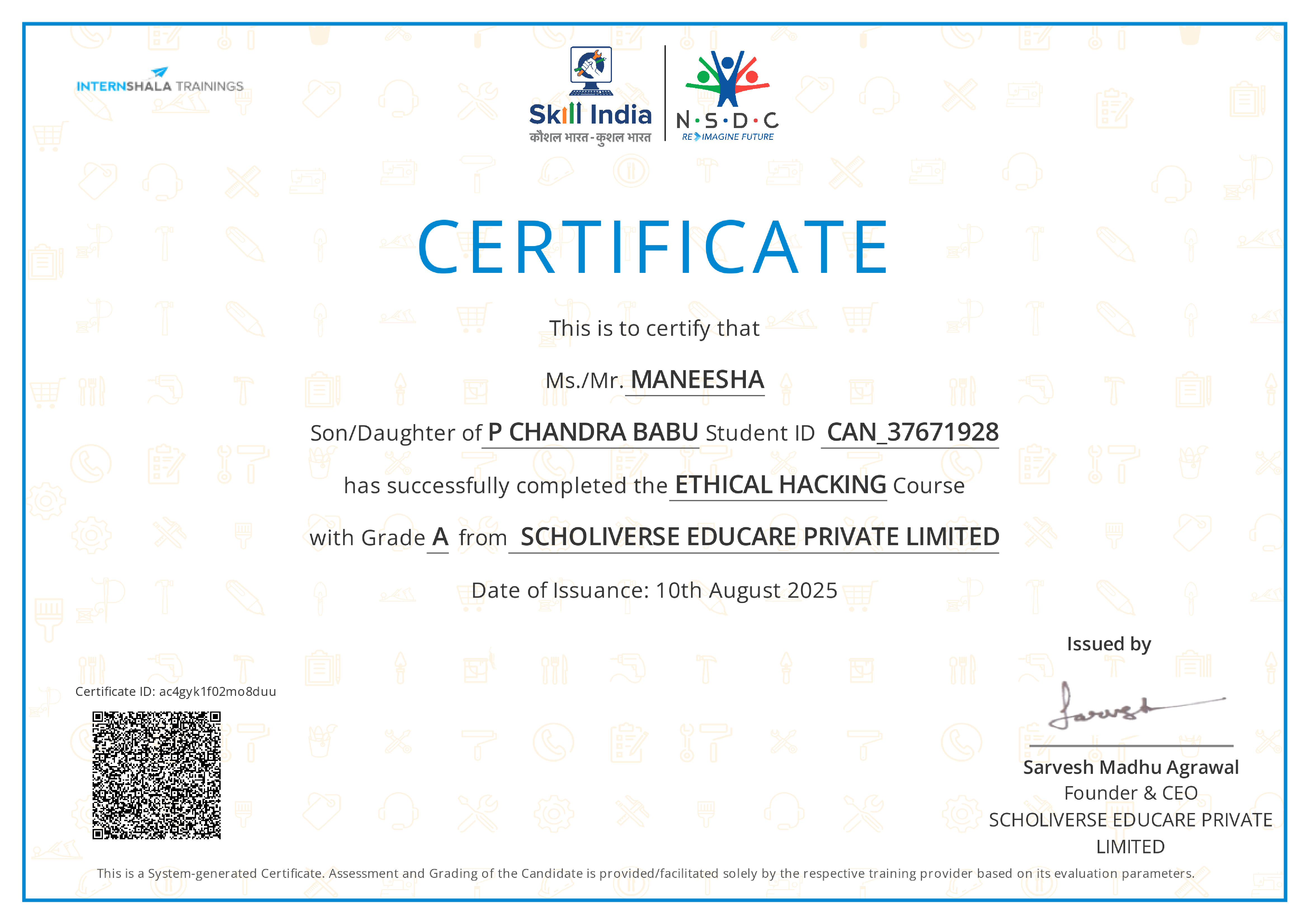 Certificate of completion