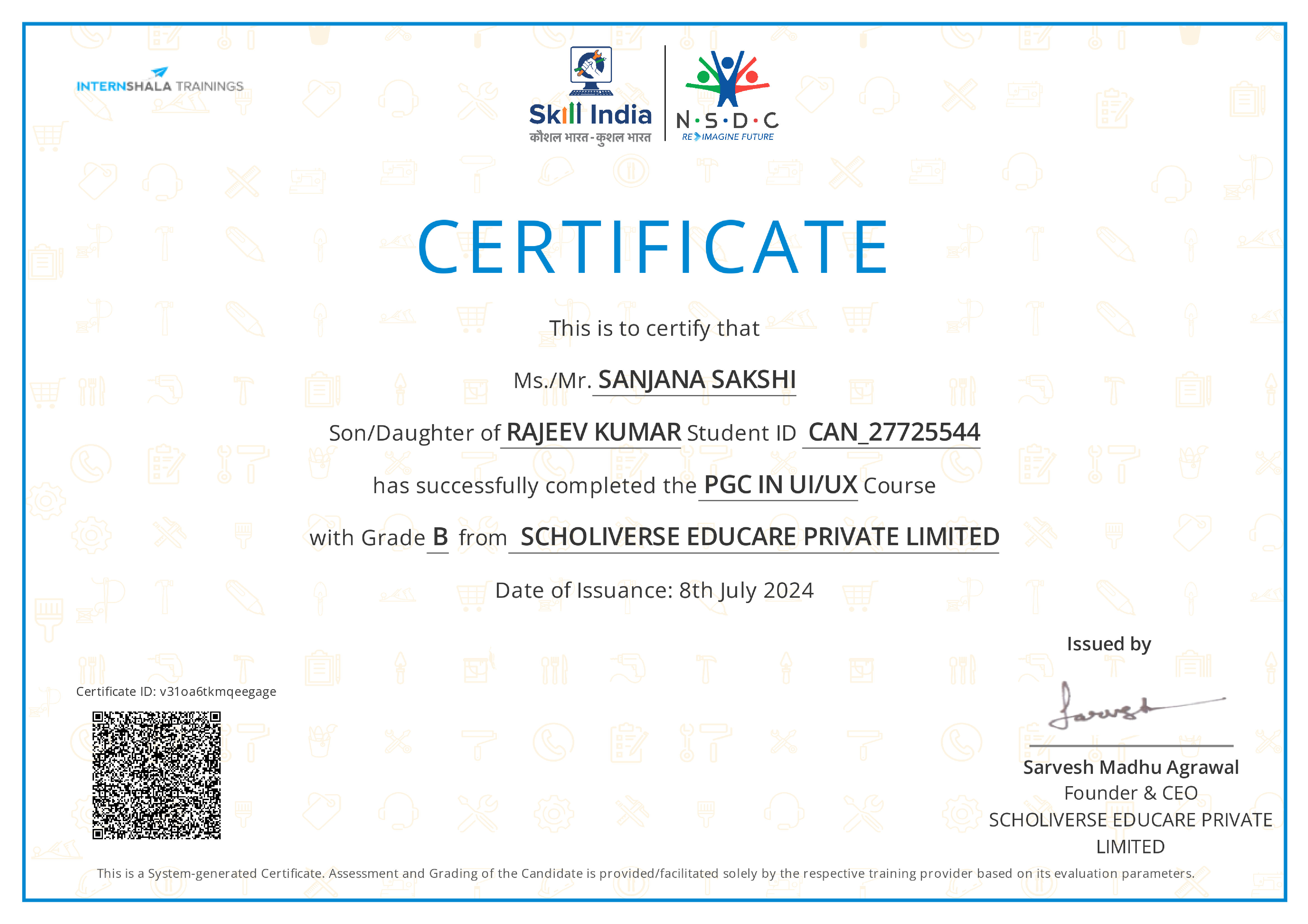 Certificate of completion