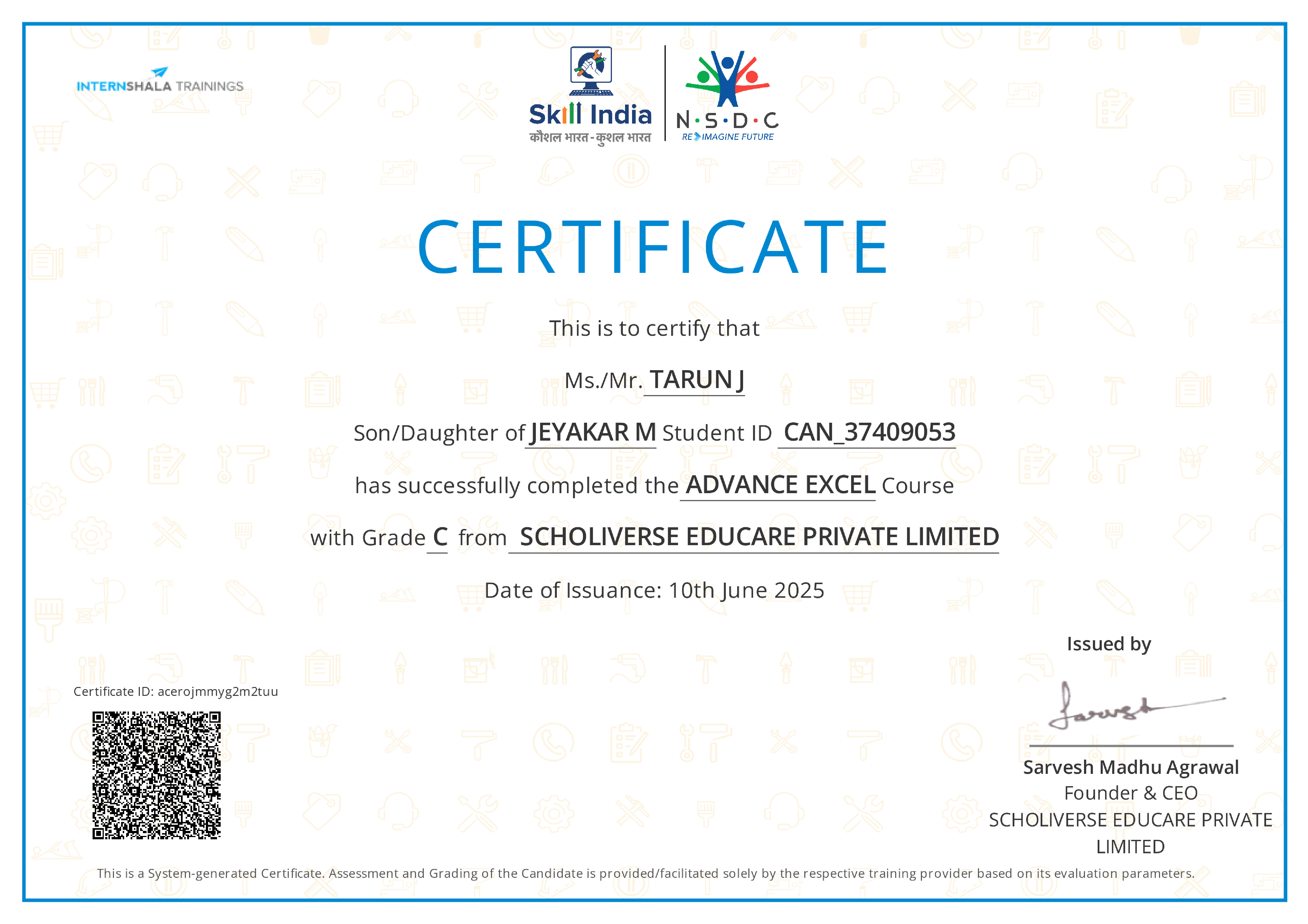 Certificate of completion