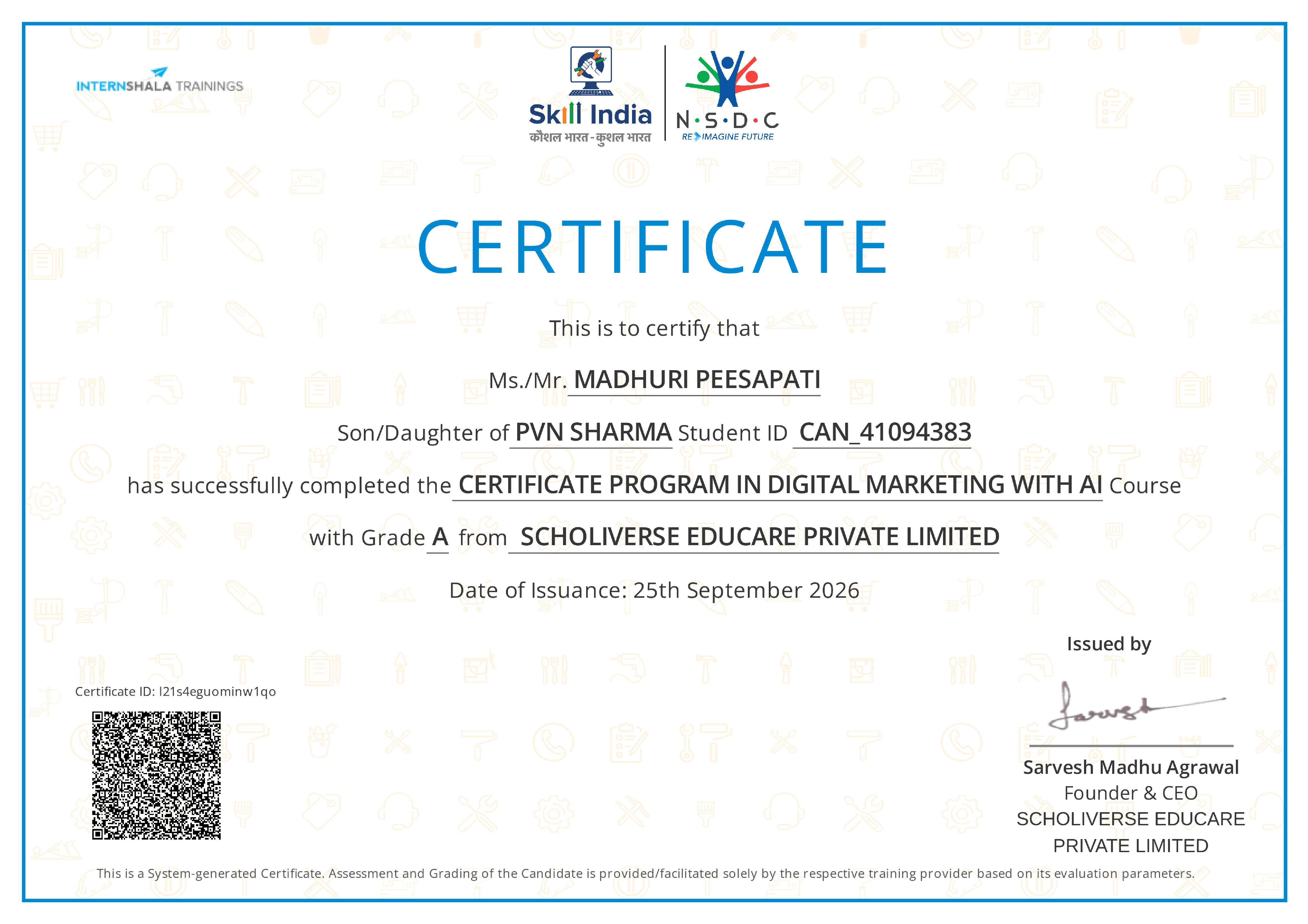Certificate of completion