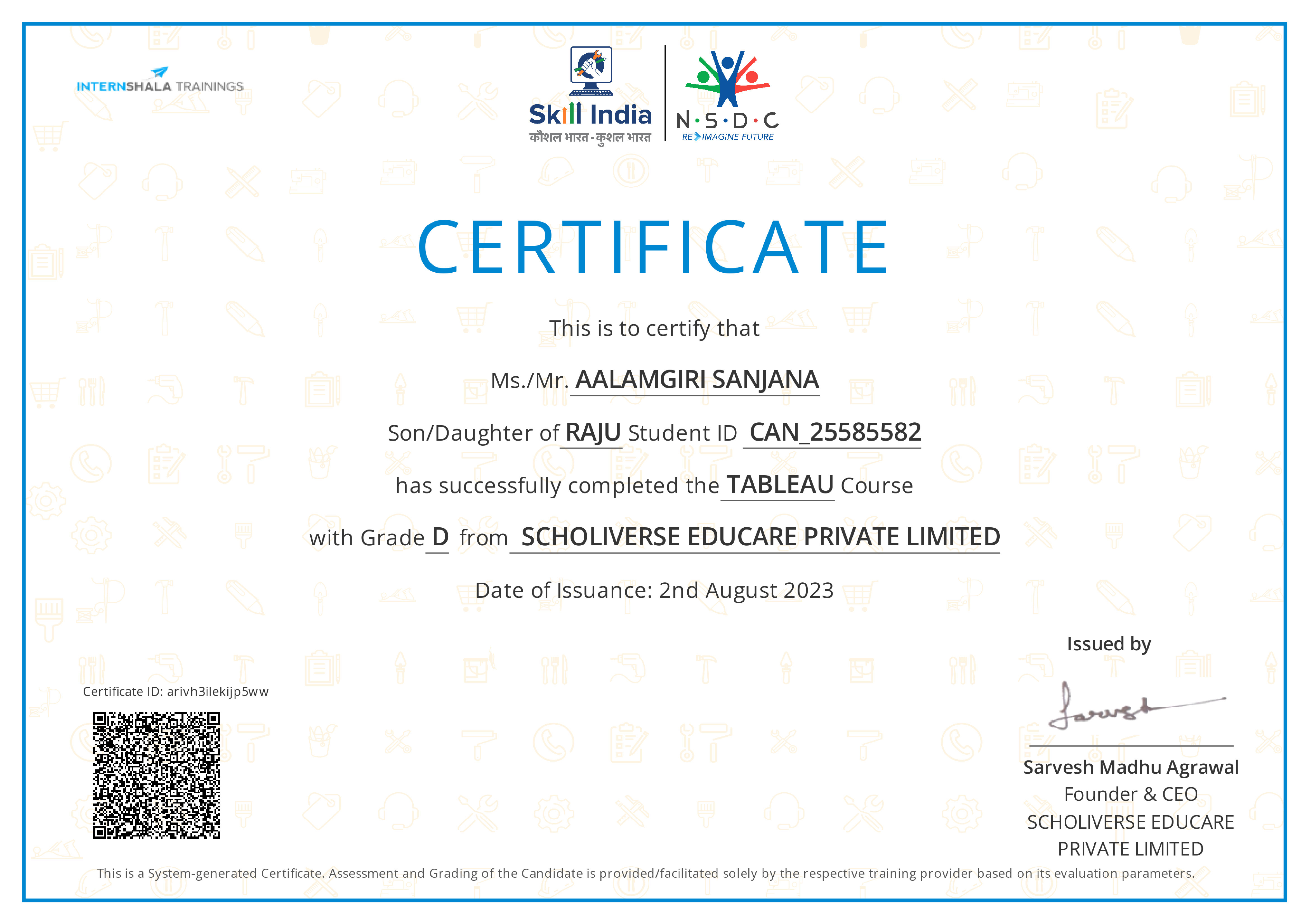 Certificate of completion