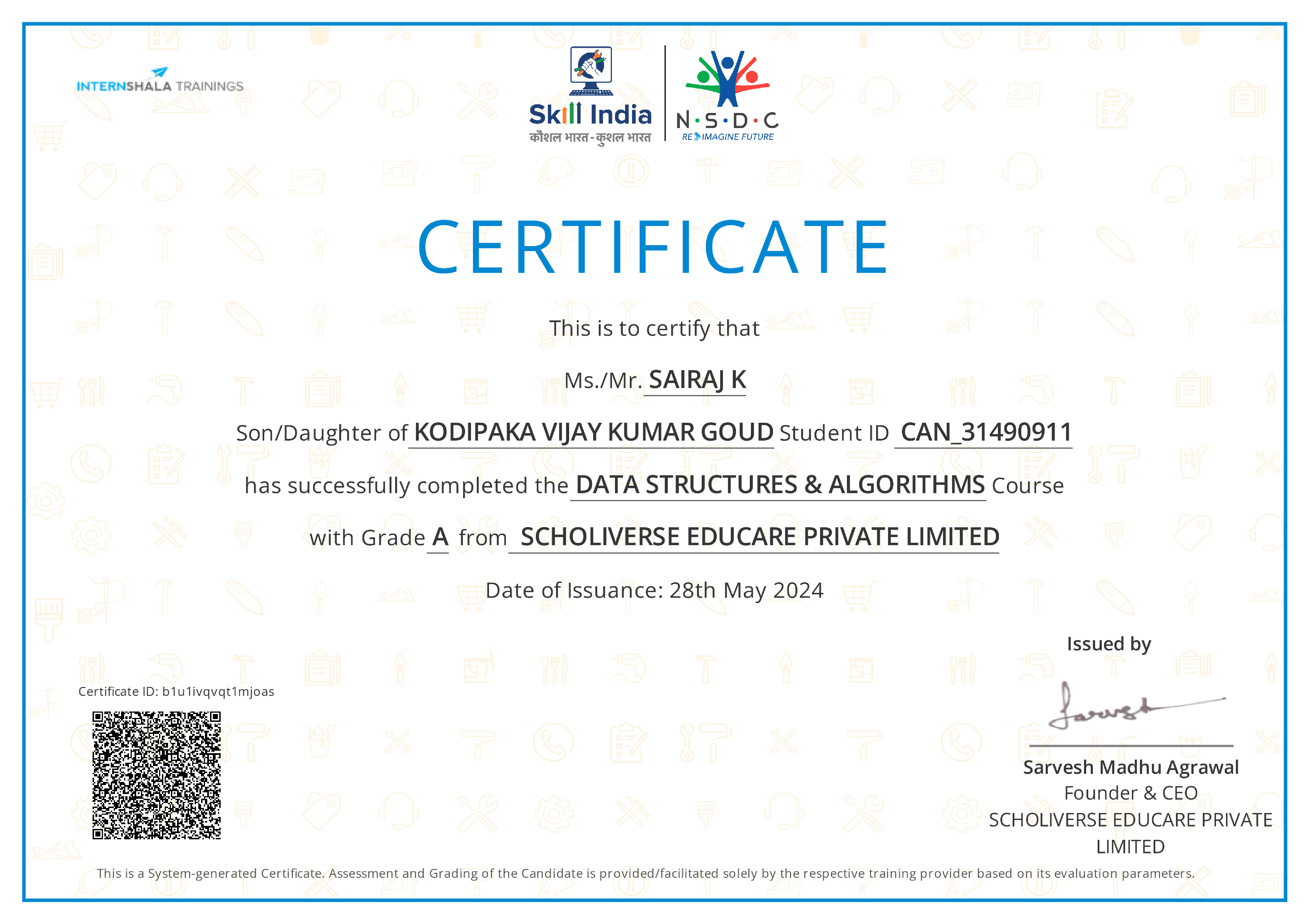 Certificate of completion