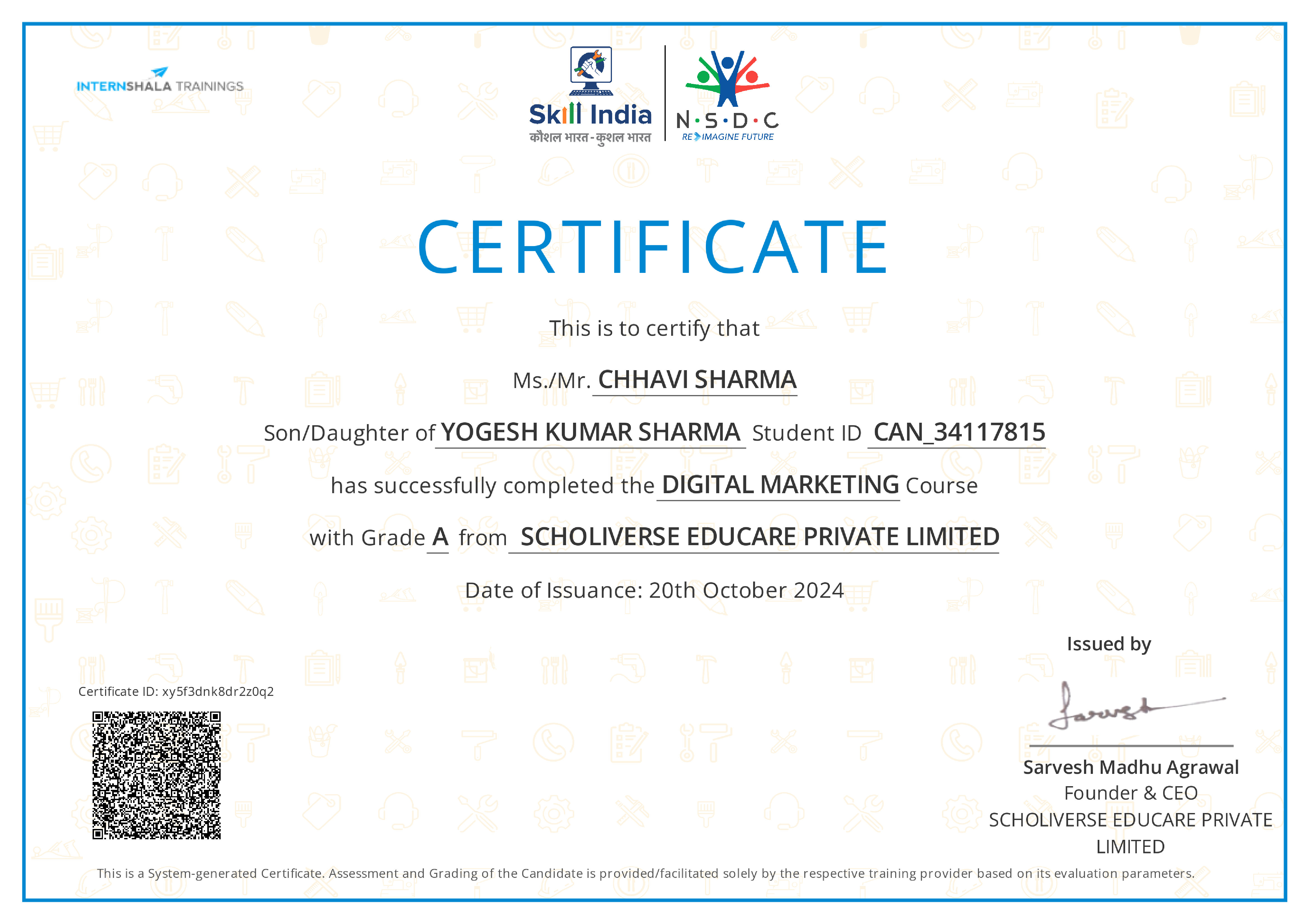 Certificate of completion