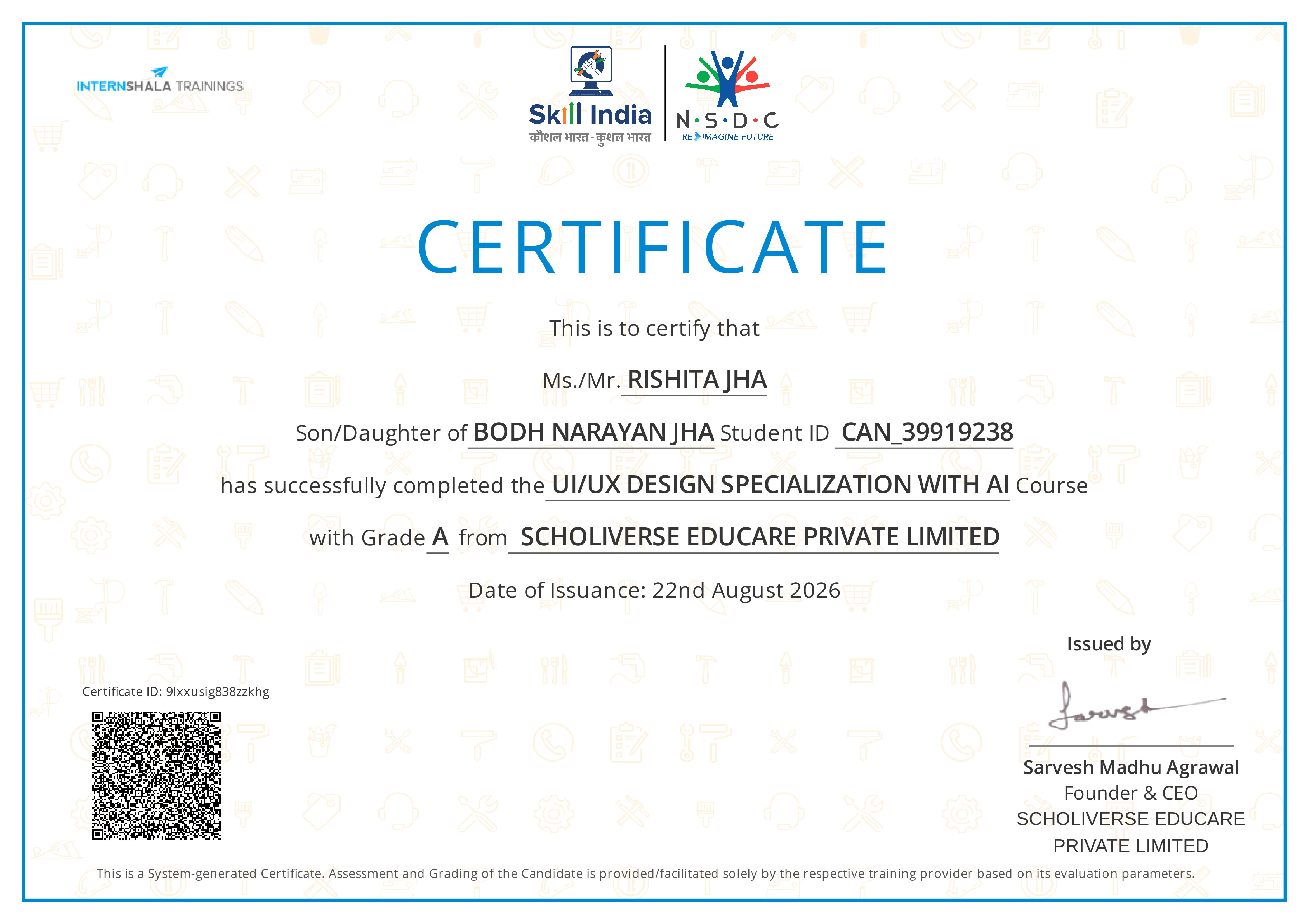 Certificate of completion