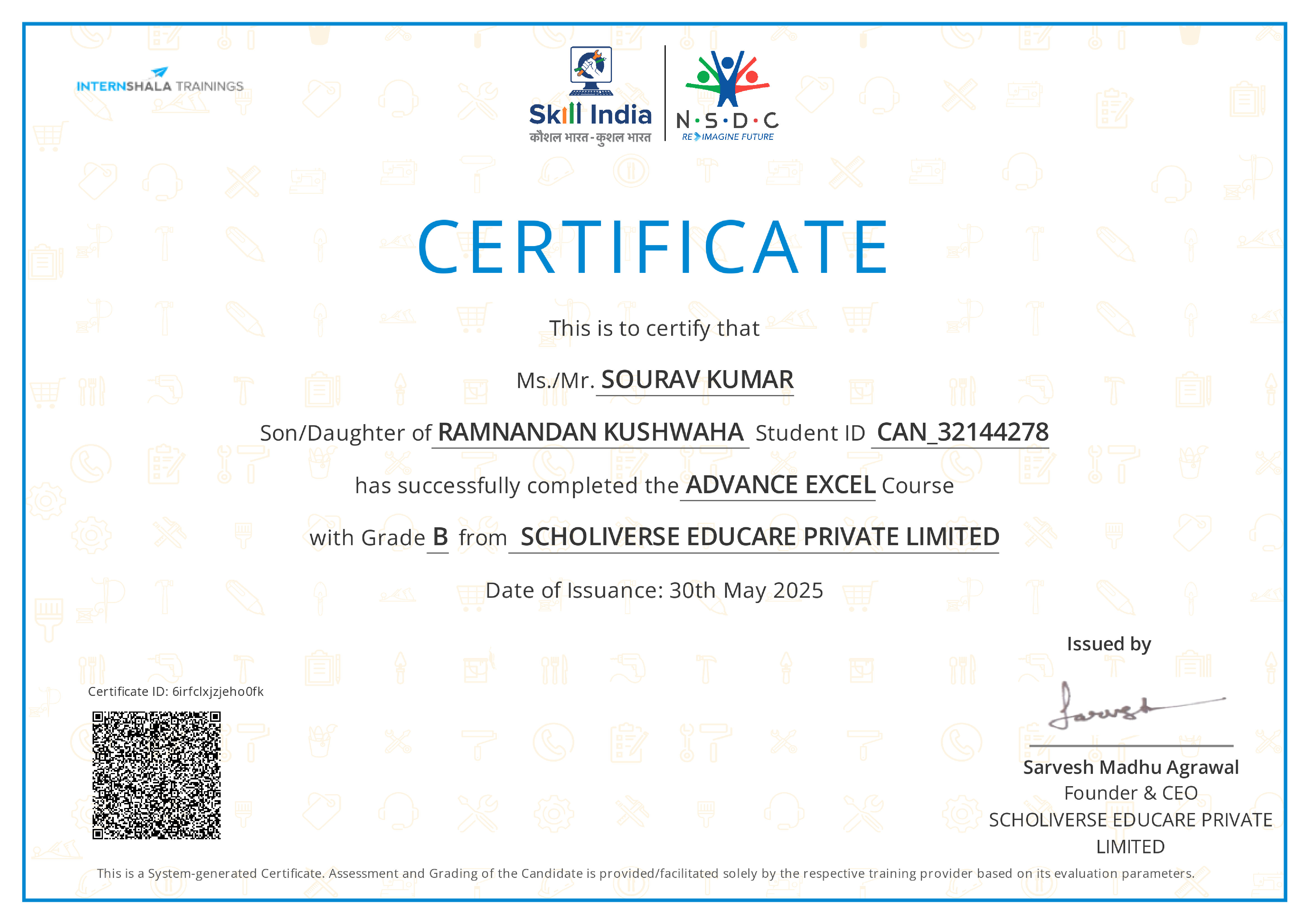Certificate of completion