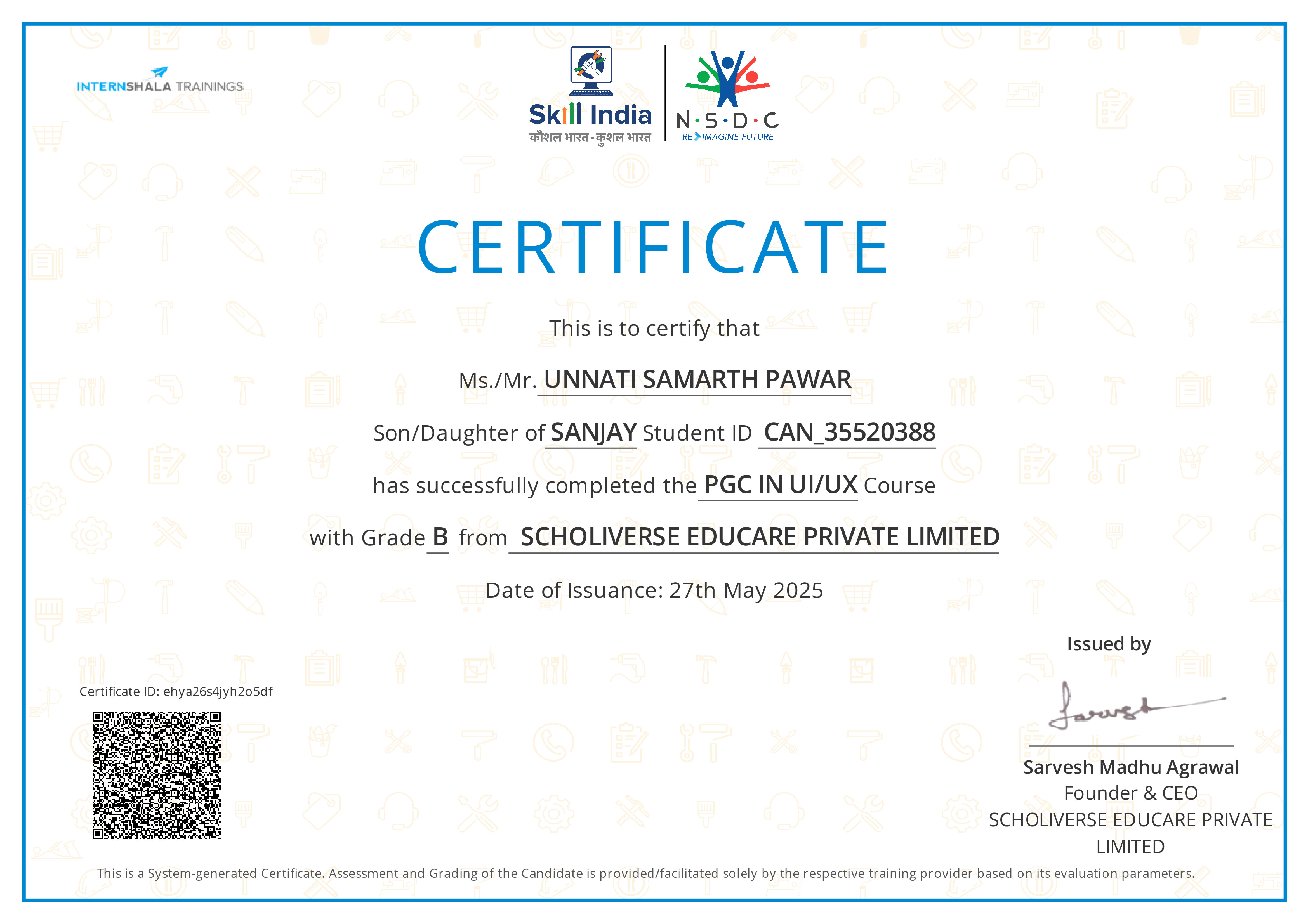 Certificate of completion