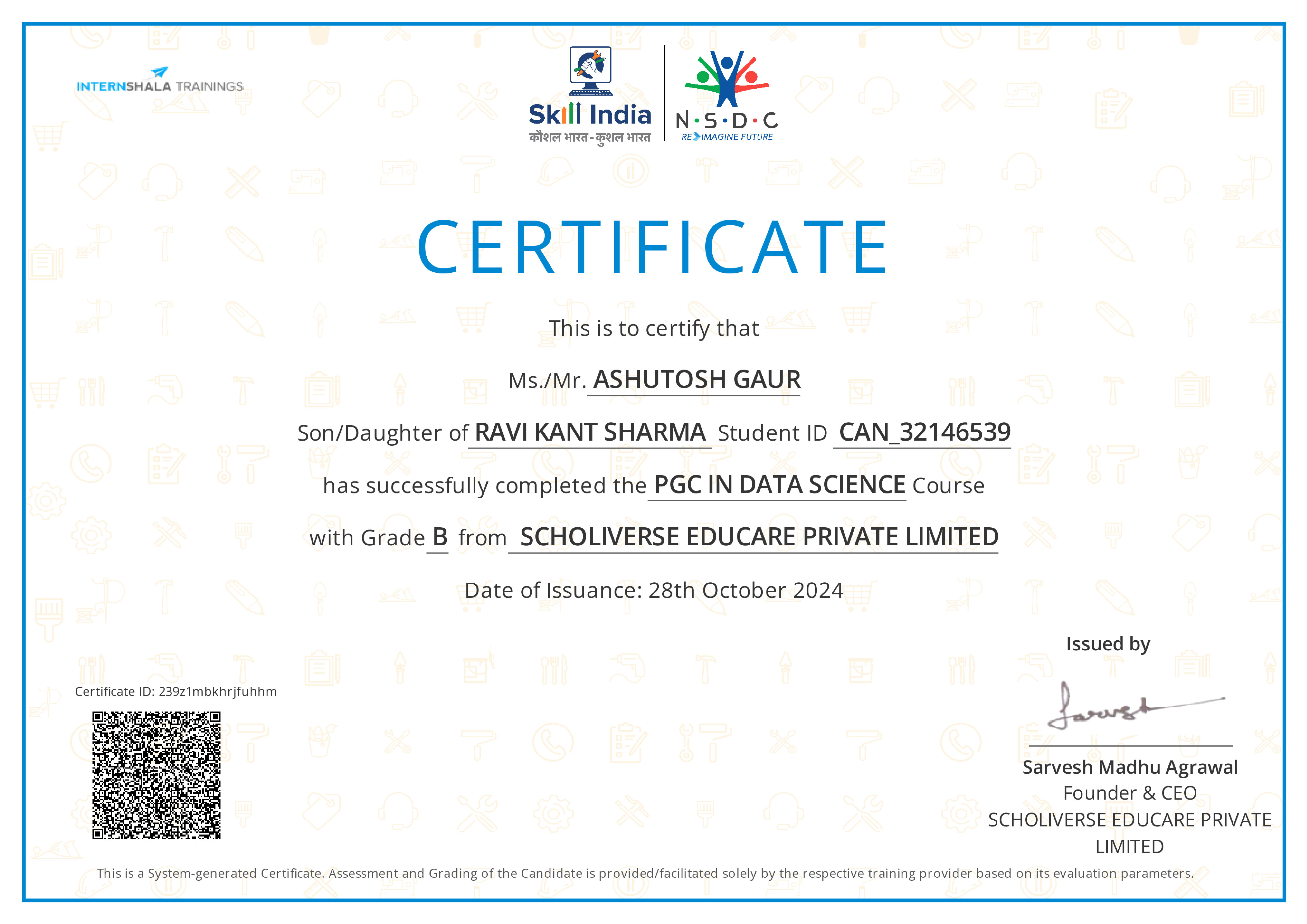 Certificate of completion