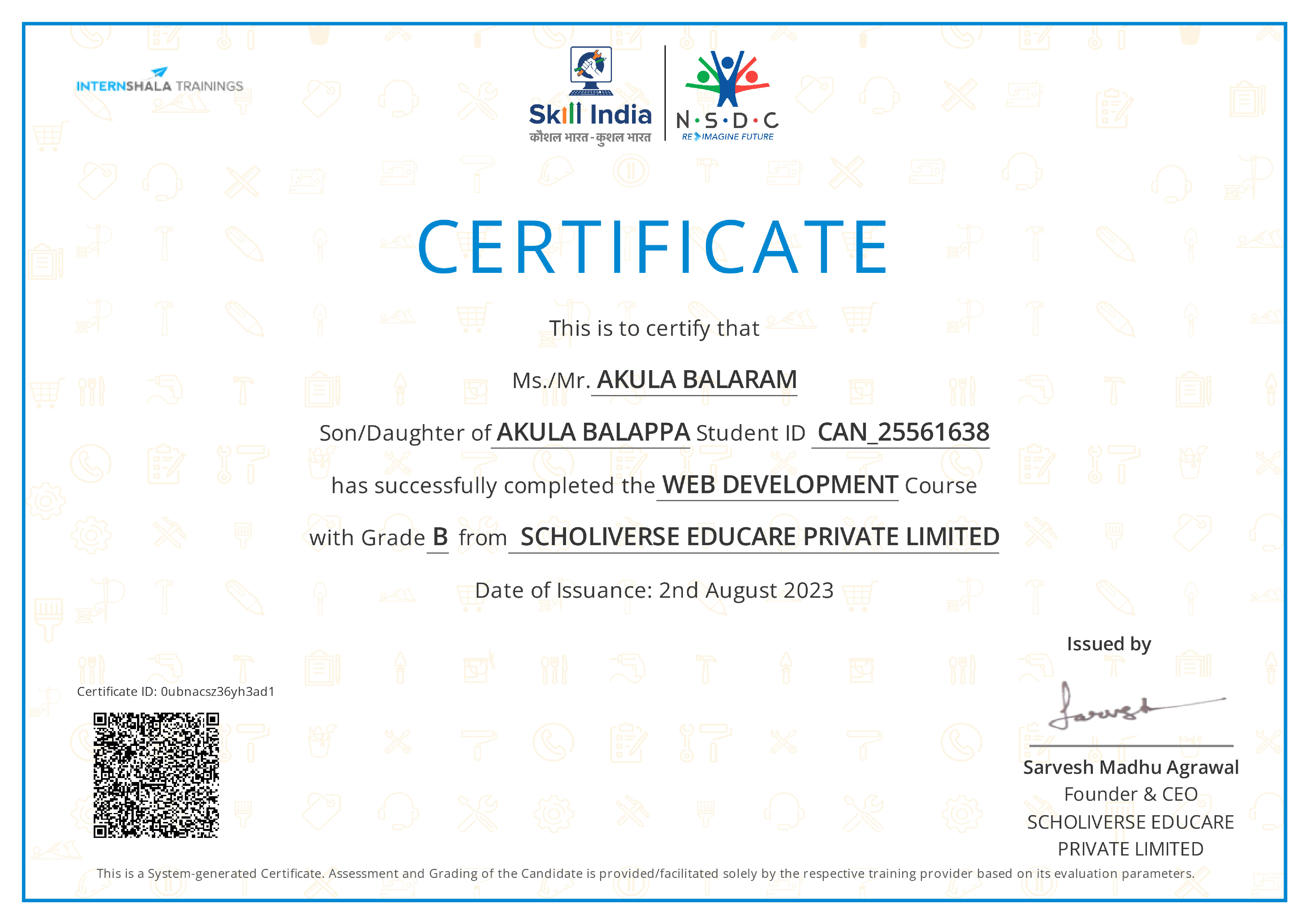 Certificate of completion