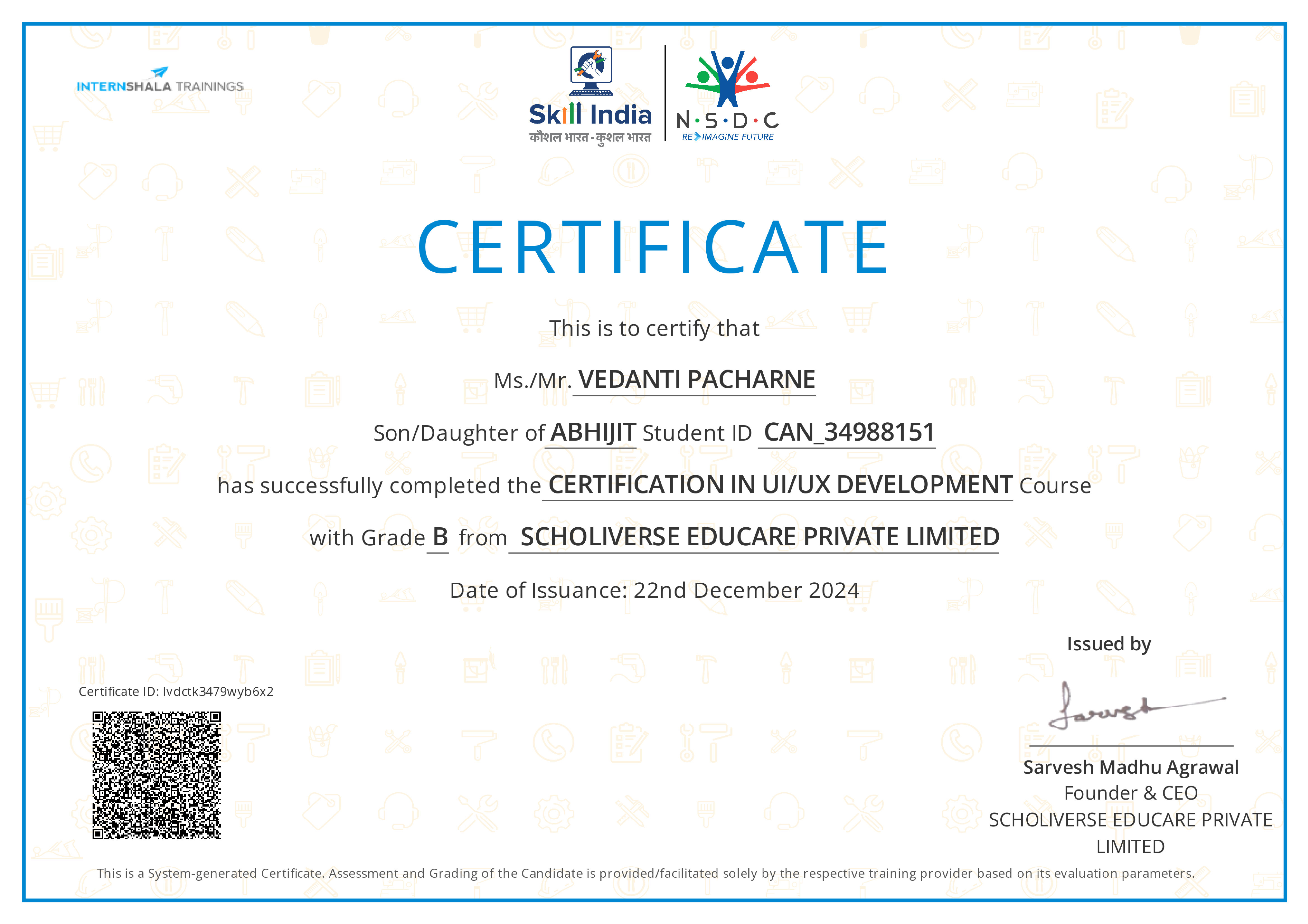 Certificate of completion