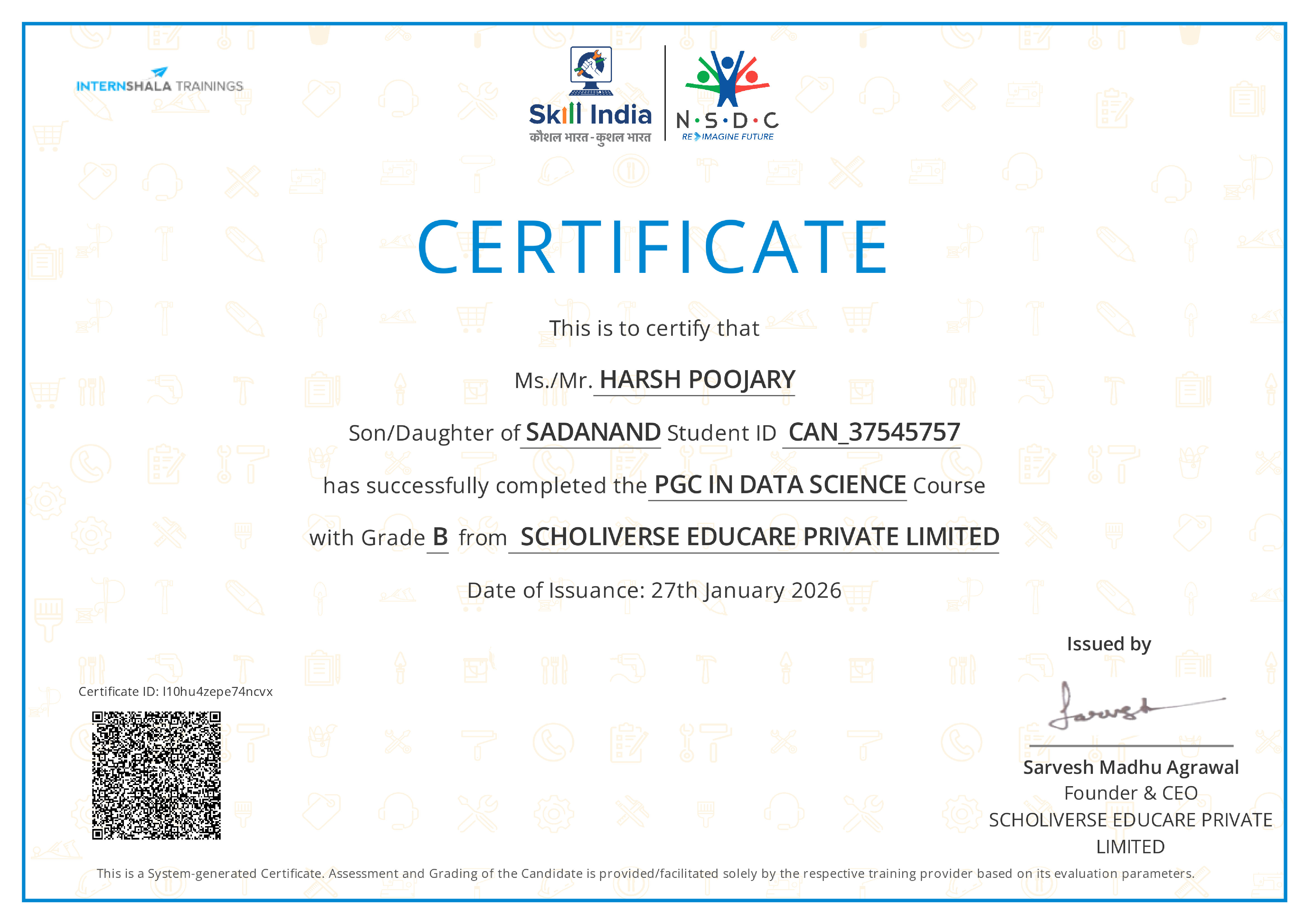 Certificate of completion