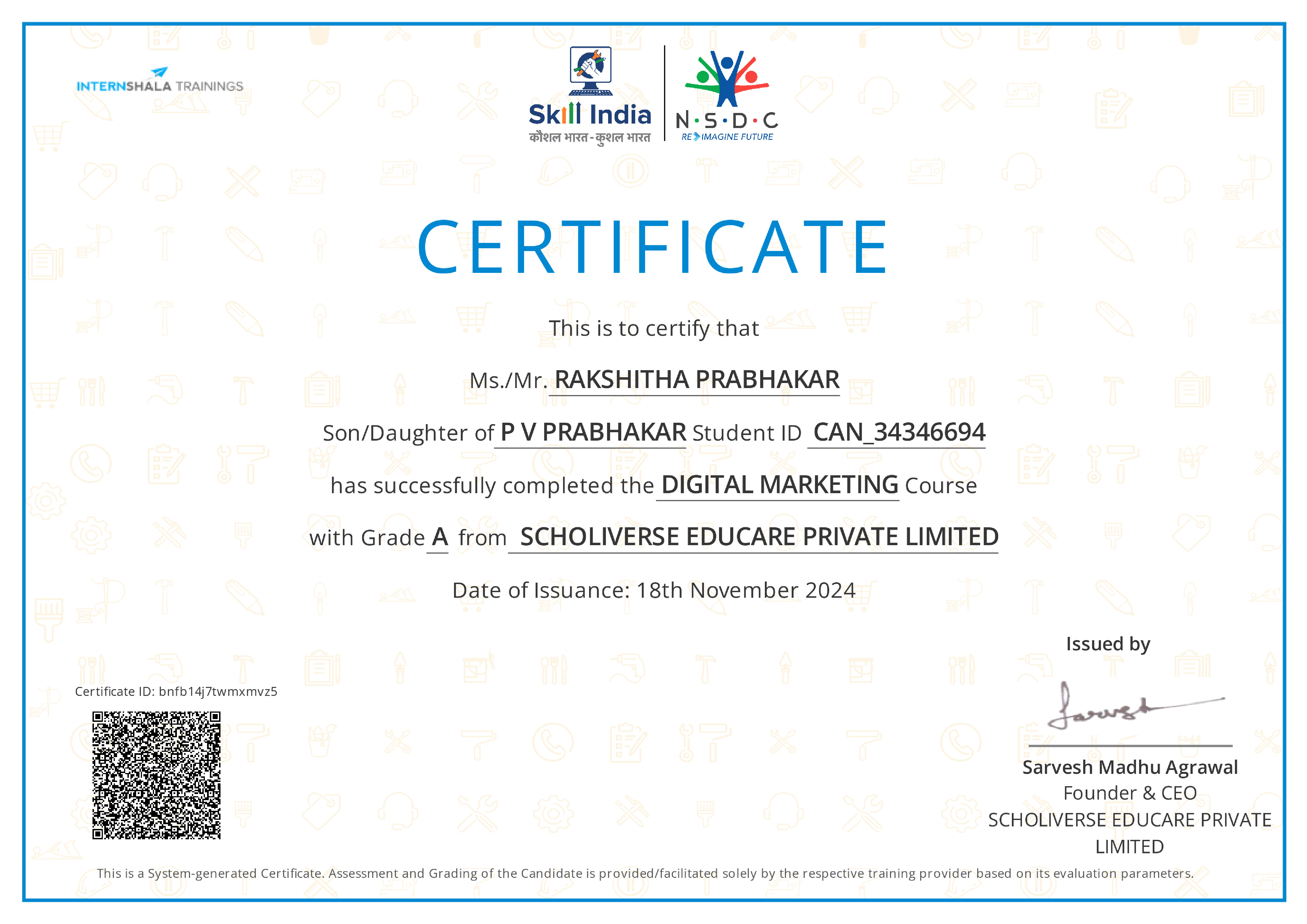 Certificate of completion