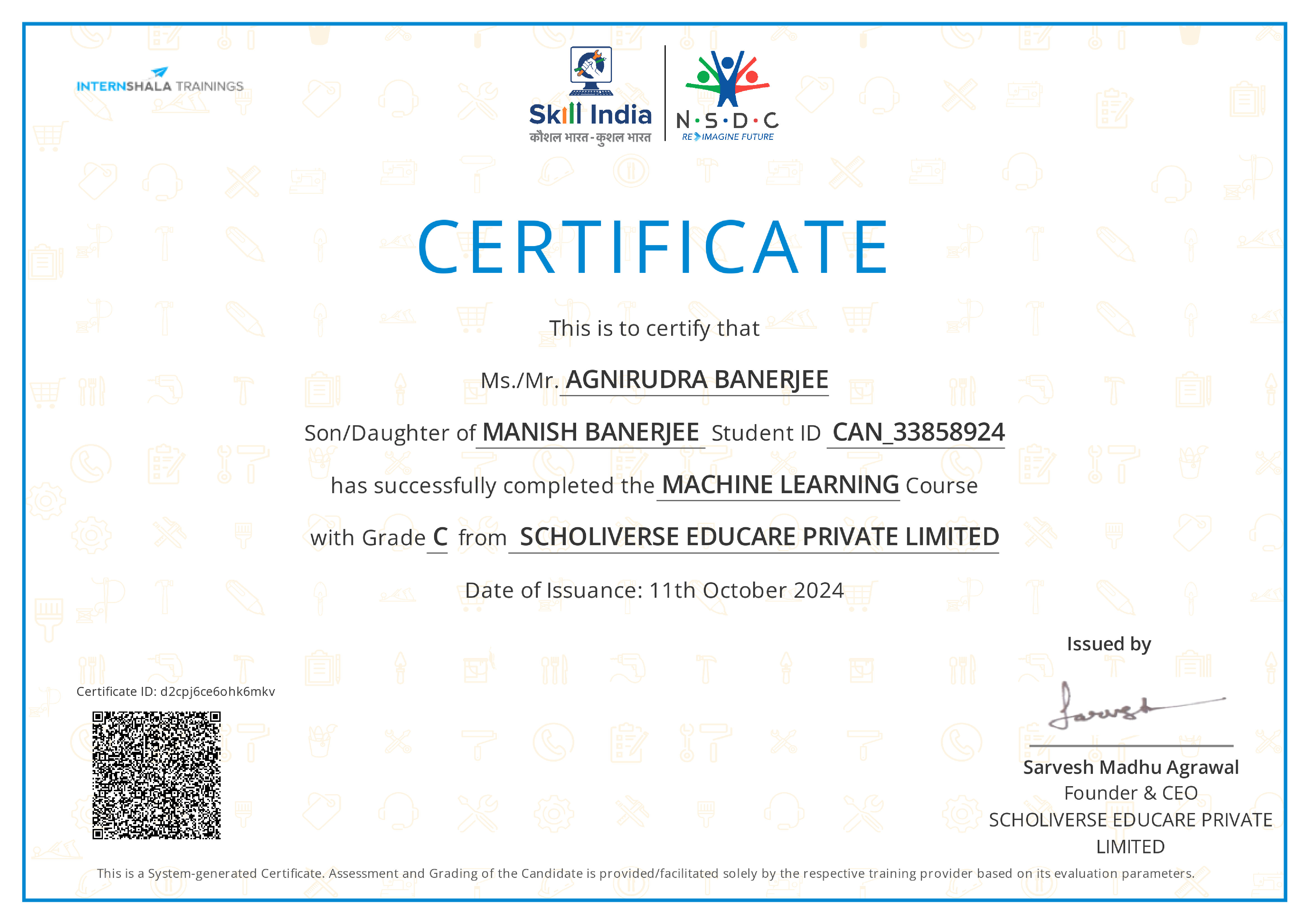 Certificate of completion