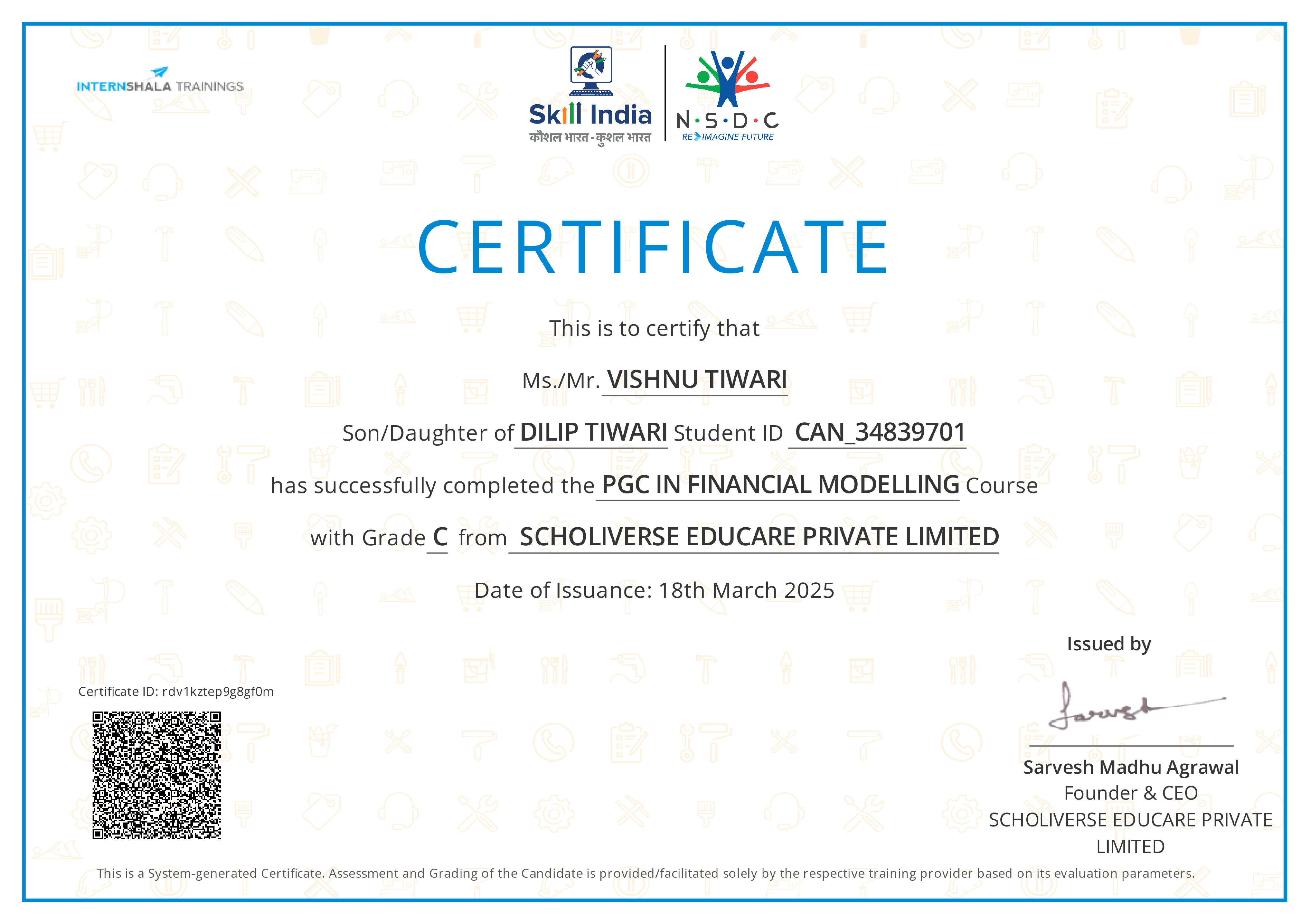 Certificate of completion