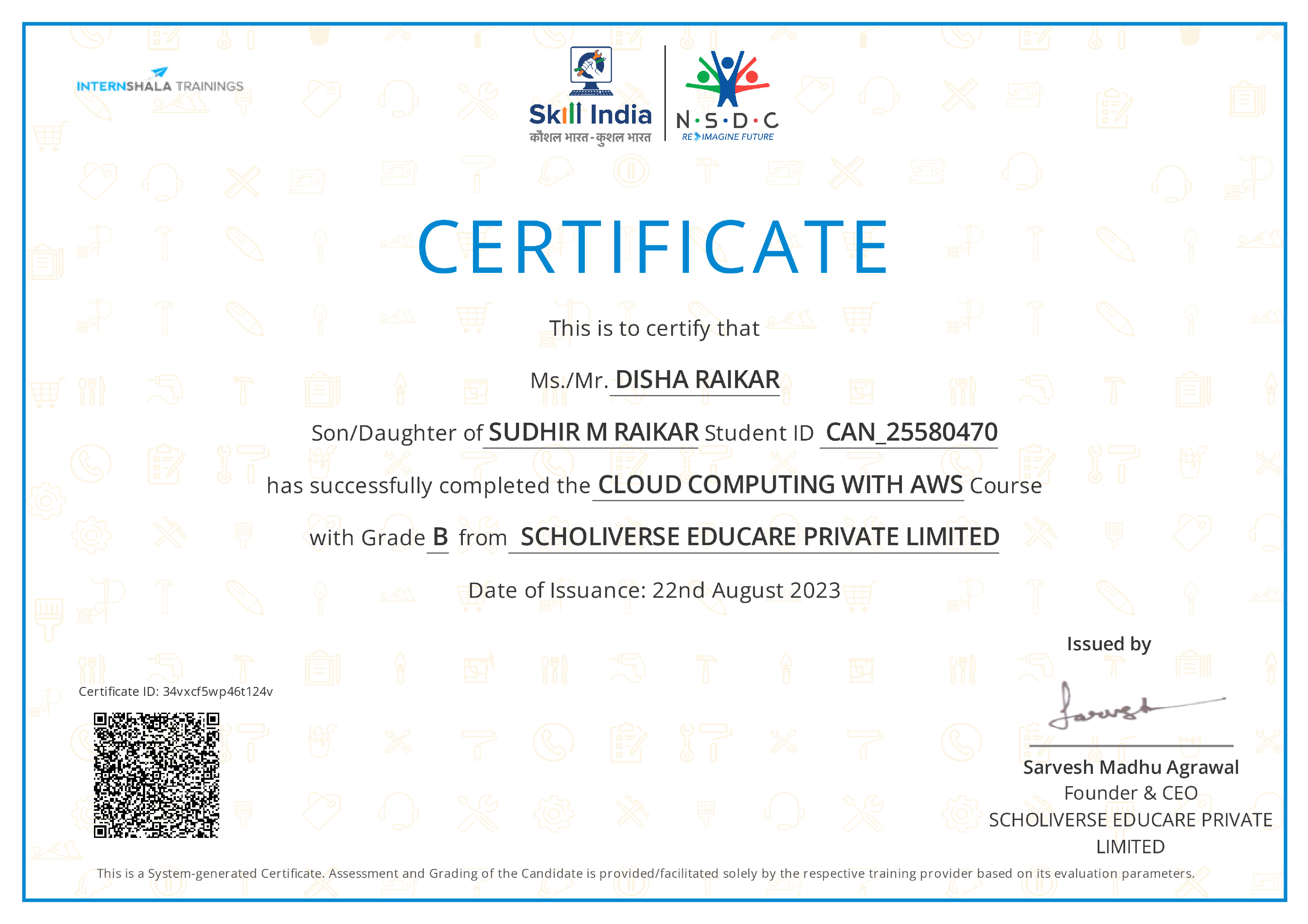 Certificate of completion