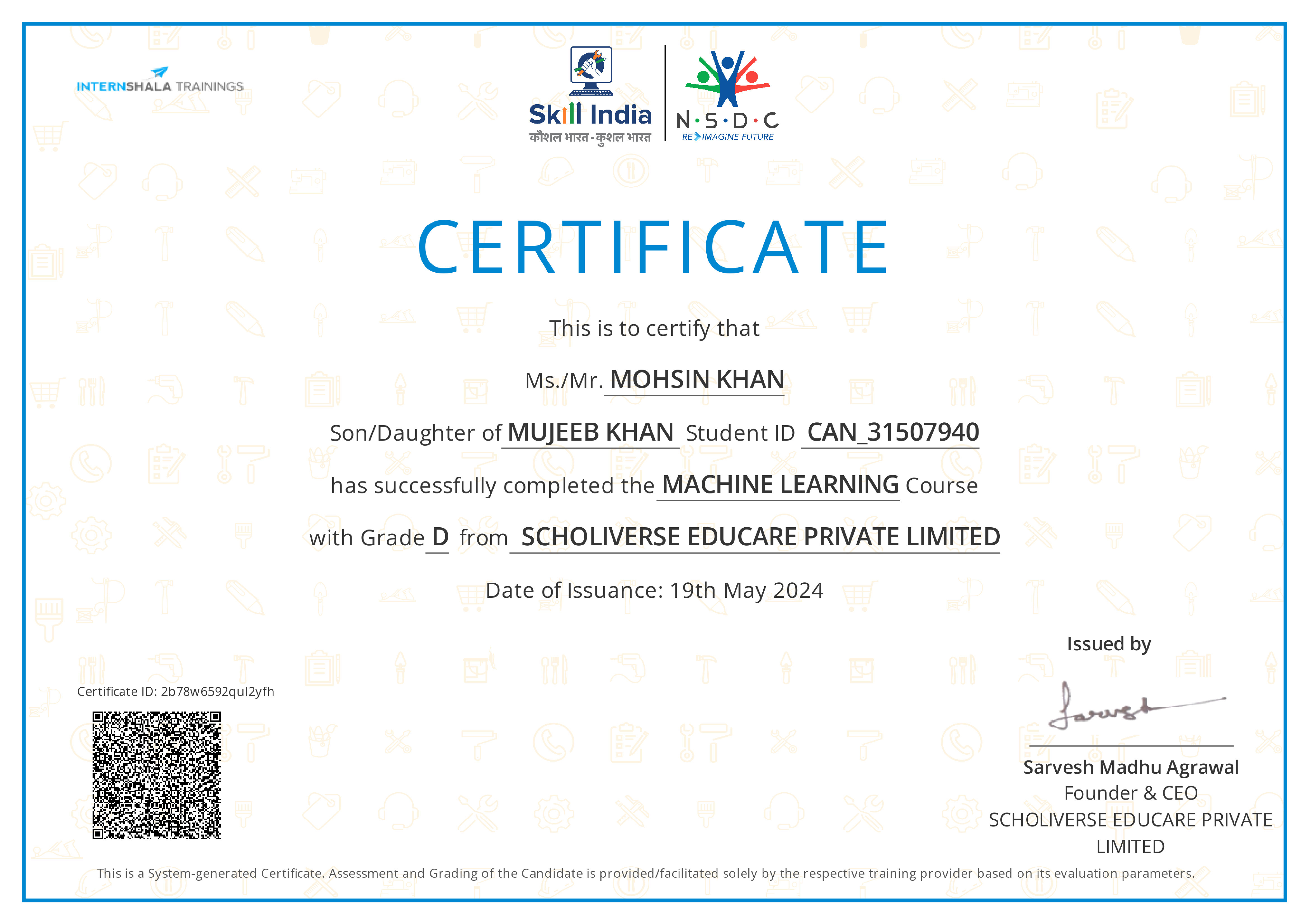Certificate of completion
