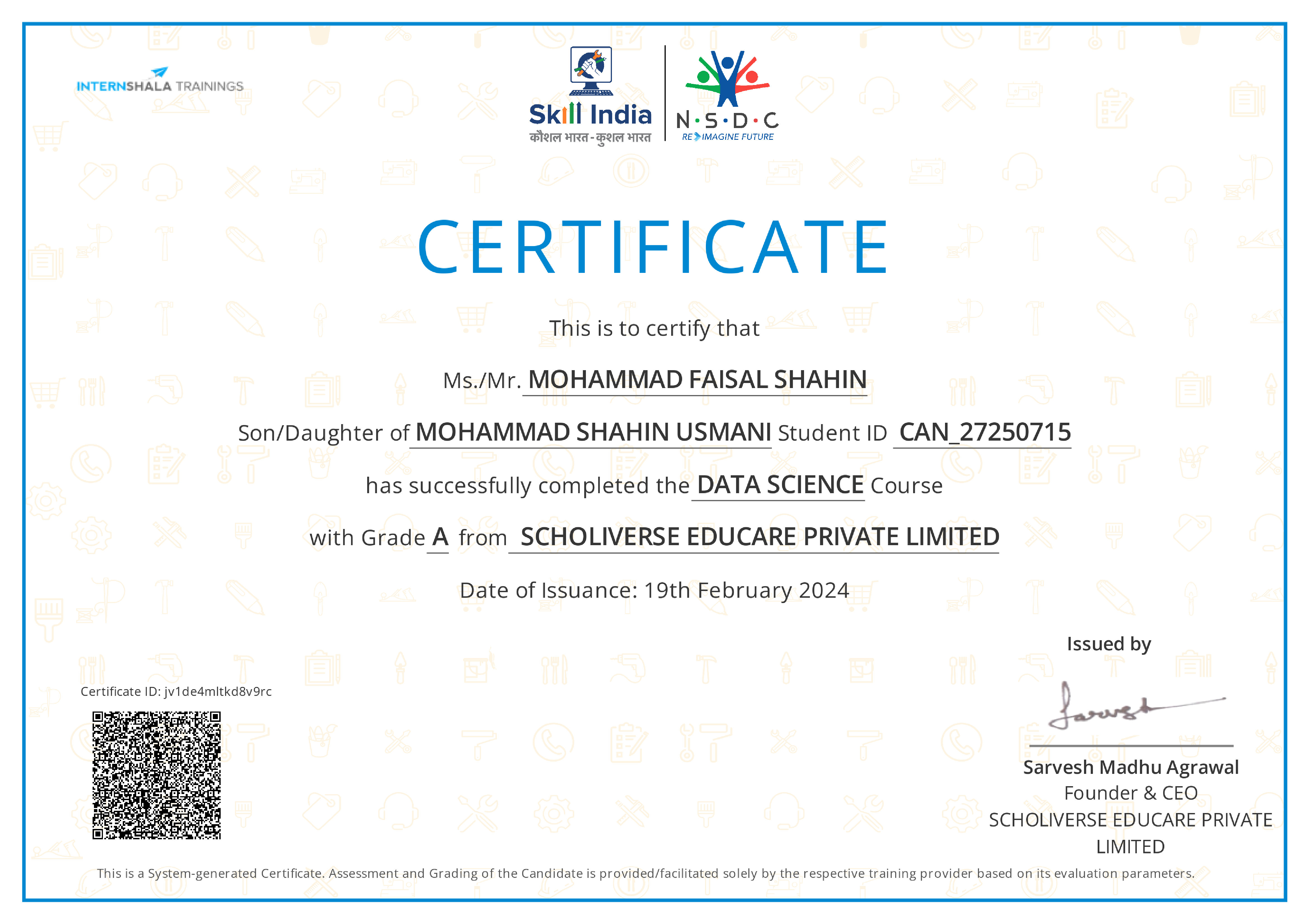 Certificate of completion
