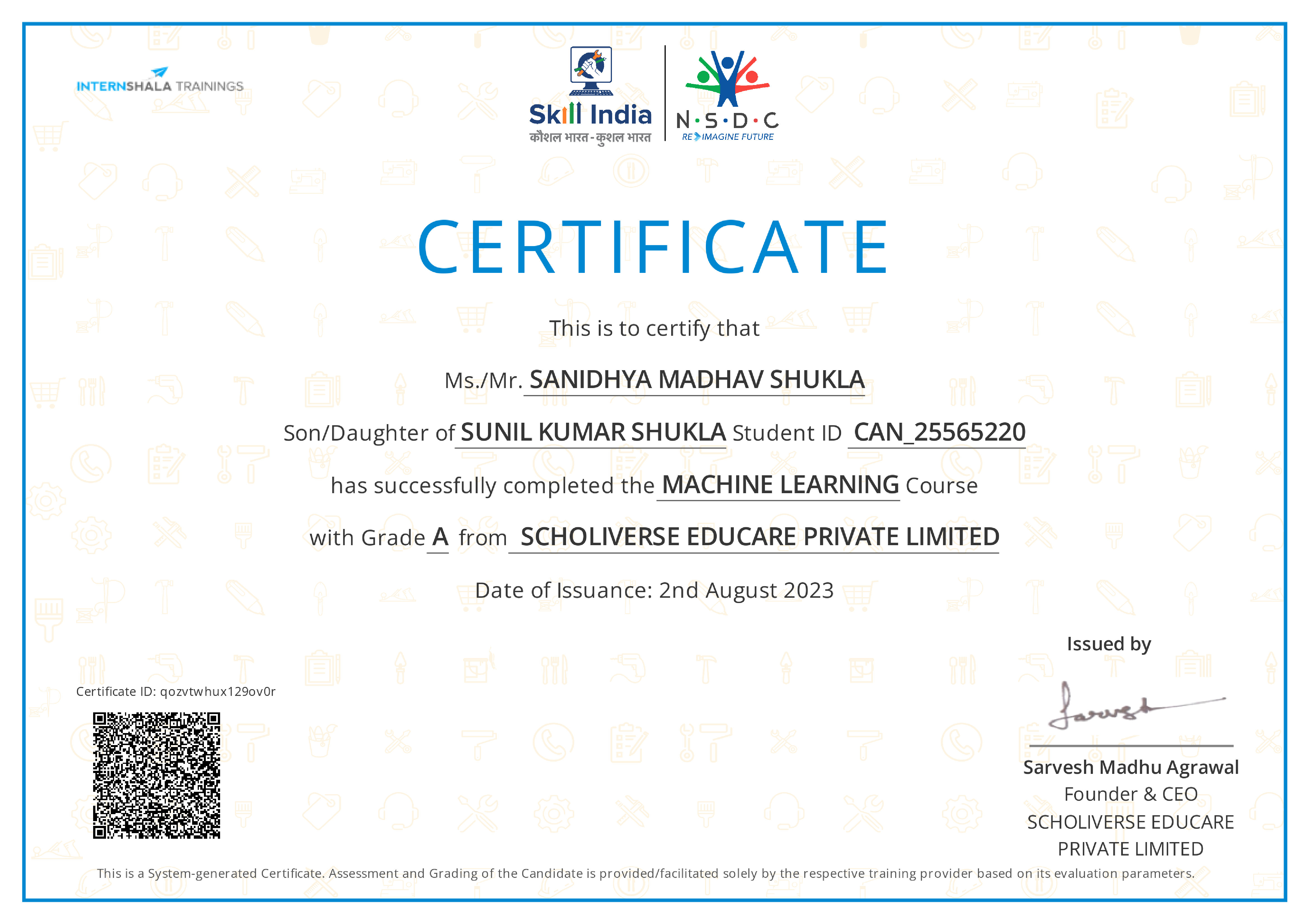 Certificate of completion