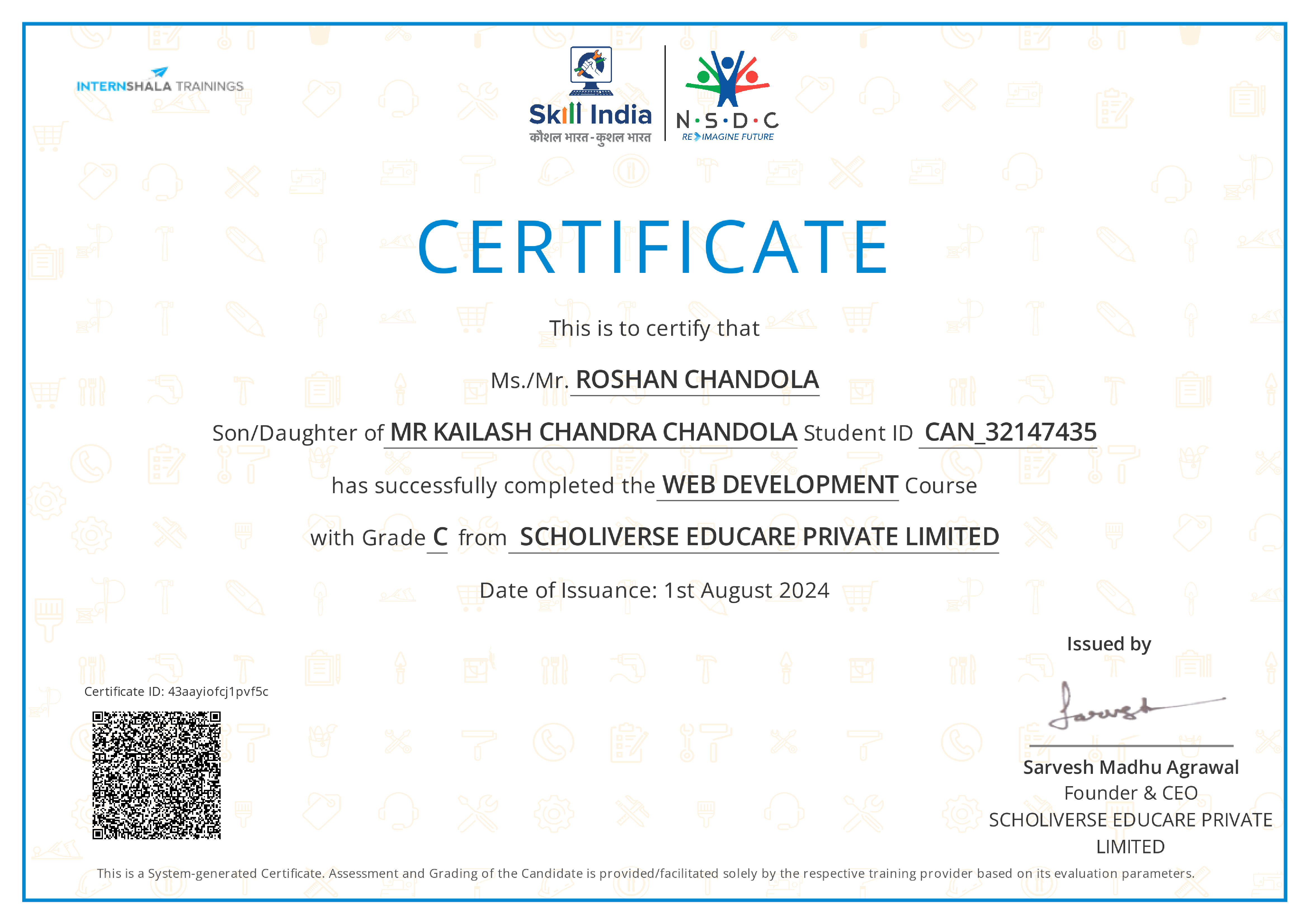 Certificate of completion